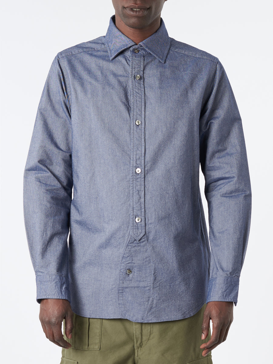 Nigel Cabourn - British Officers Shirt in Navy - gravitypope