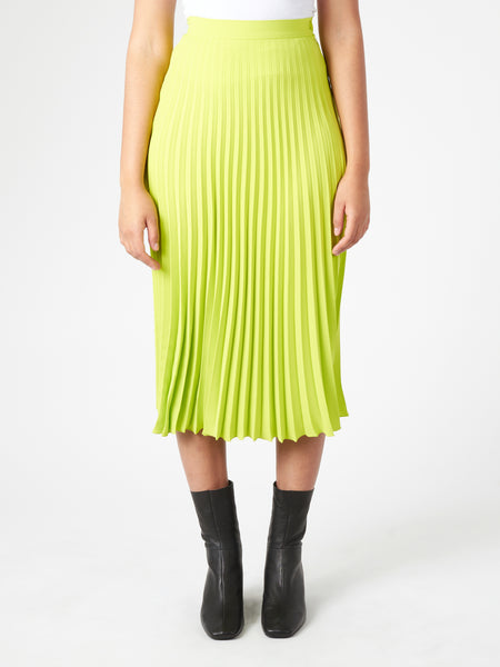 Neon green on sale pleated midi skirt