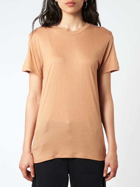 Baserange - Tee Shirt in Aural Bamboo Jersey (Light Brown