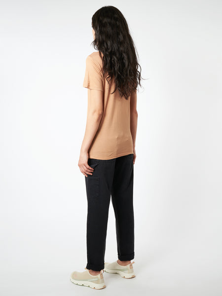 Baserange - Tee Shirt in Aural Bamboo Jersey (Light Brown