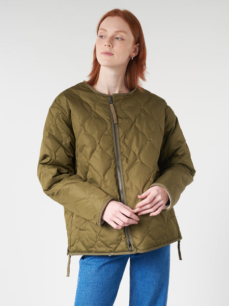 Taion - Military Reversible Crew Neck Down Jacket in Olive and