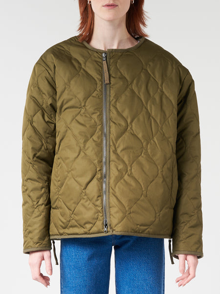 Taion - Military Reversible Crew Neck Down Jacket in Olive and