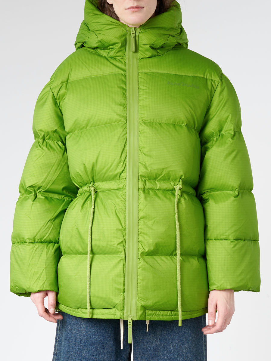 Acne Studios Hooded Puffer Jacket in Grass Green gravitypope