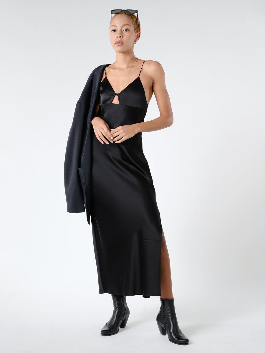 Filippa K - Satin Slip Dress in Black - gravitypope