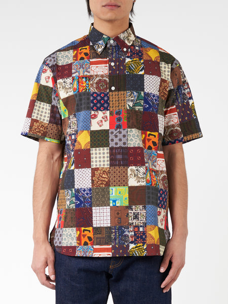 MALION vintage tie patchwork shirt-