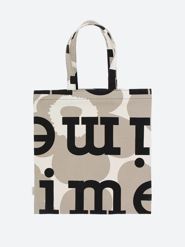 Marimekko Kioski - Huopakeltano Unikko Logo Bag in Beige and Black