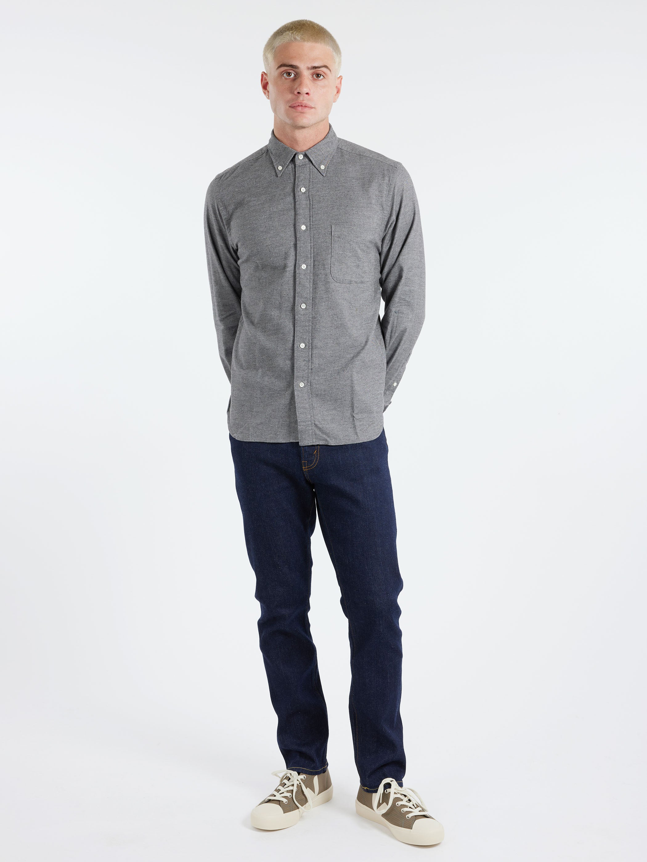 Flannel Solid Button Down Shirt