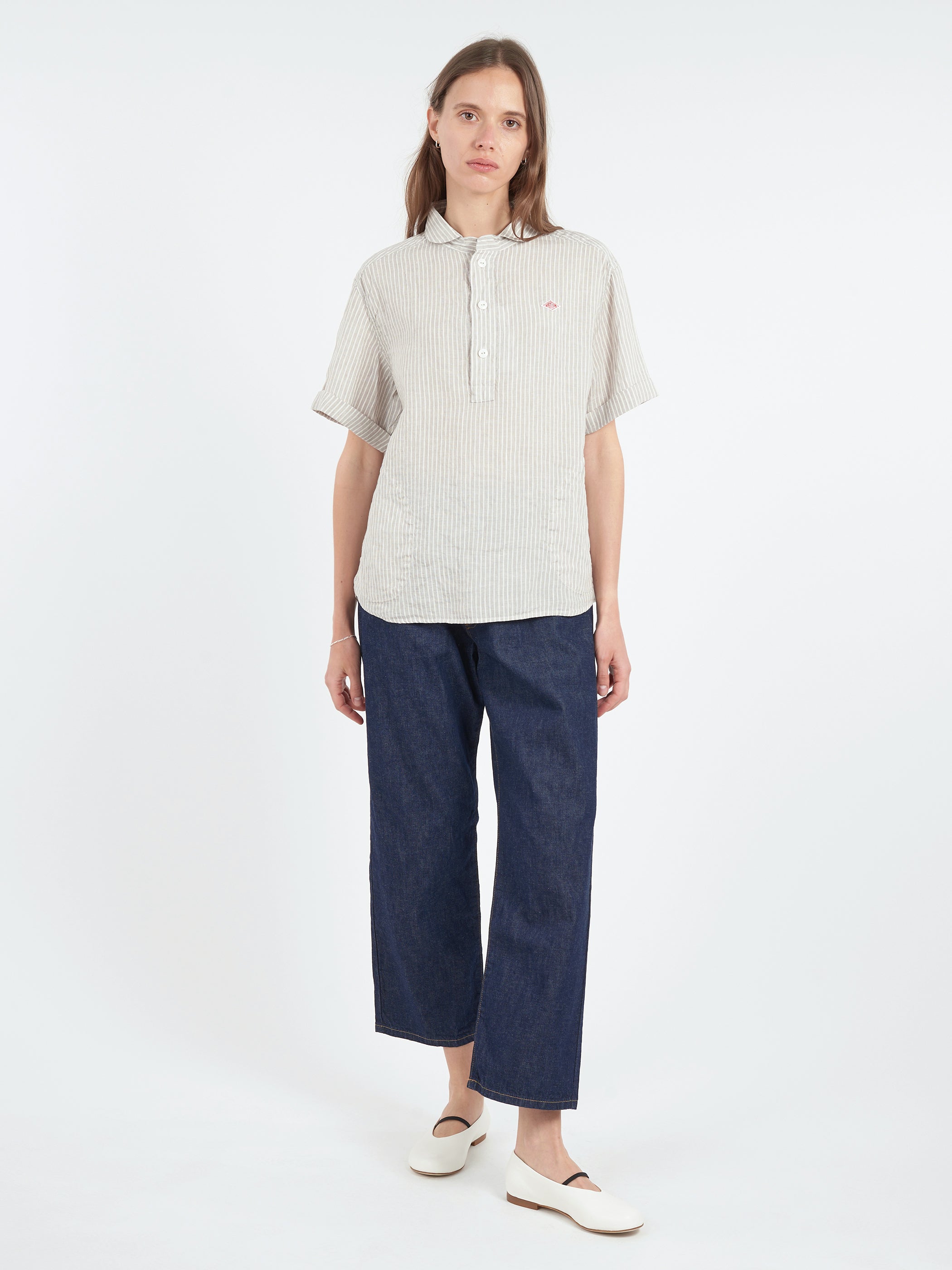 Linen Round Collar Shirt