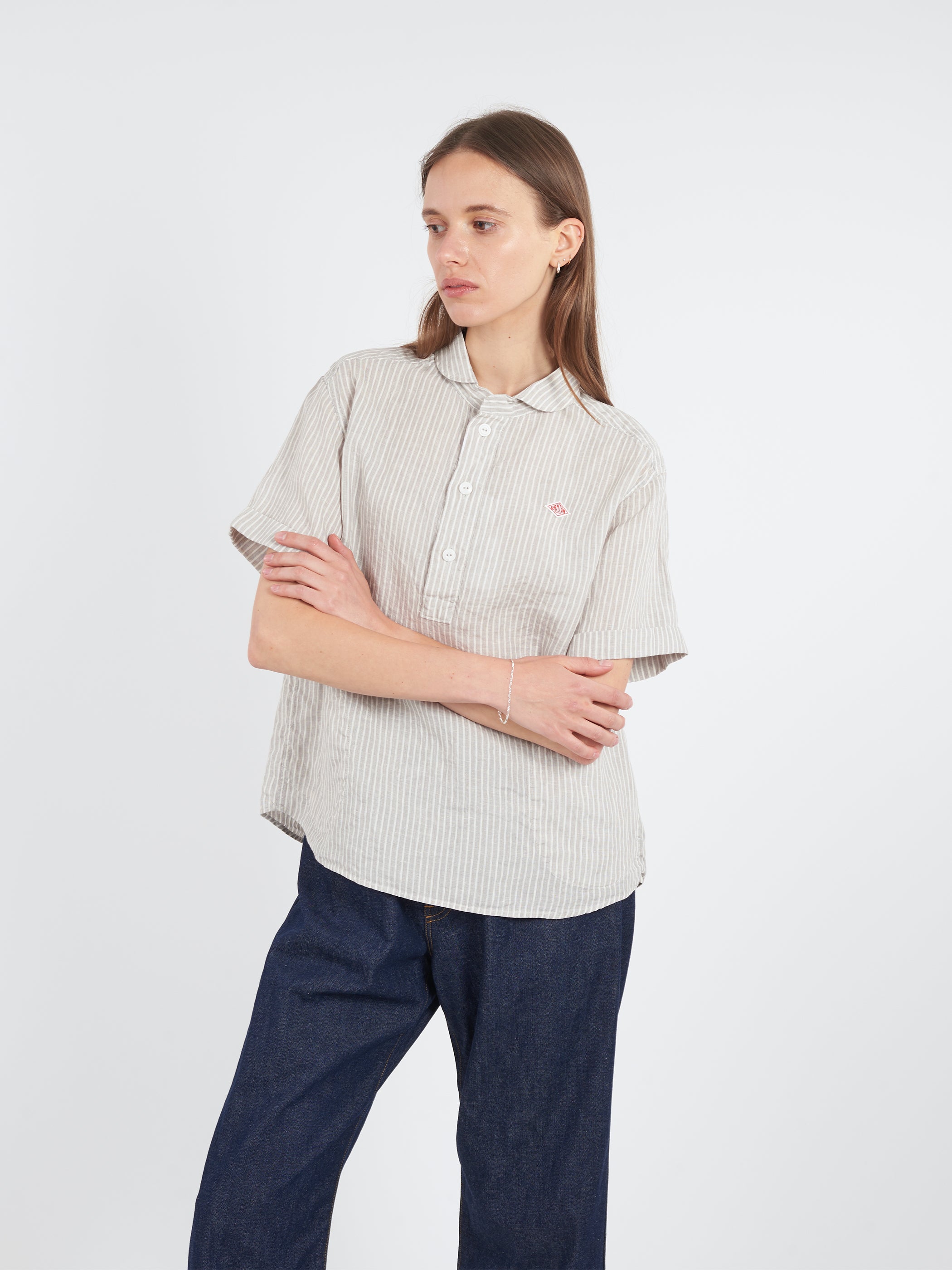 Linen Round Collar Shirt