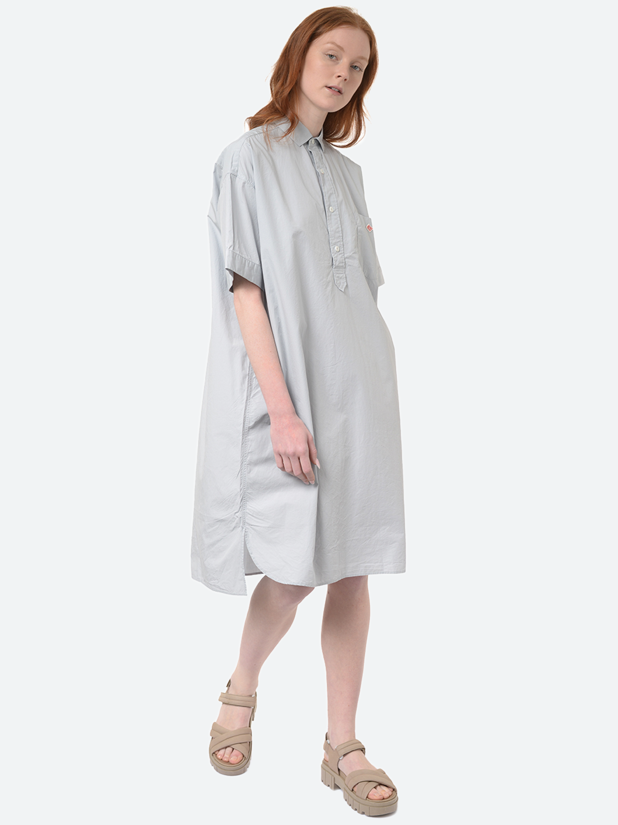 Cotton Poplin Pullover Shirt Dress