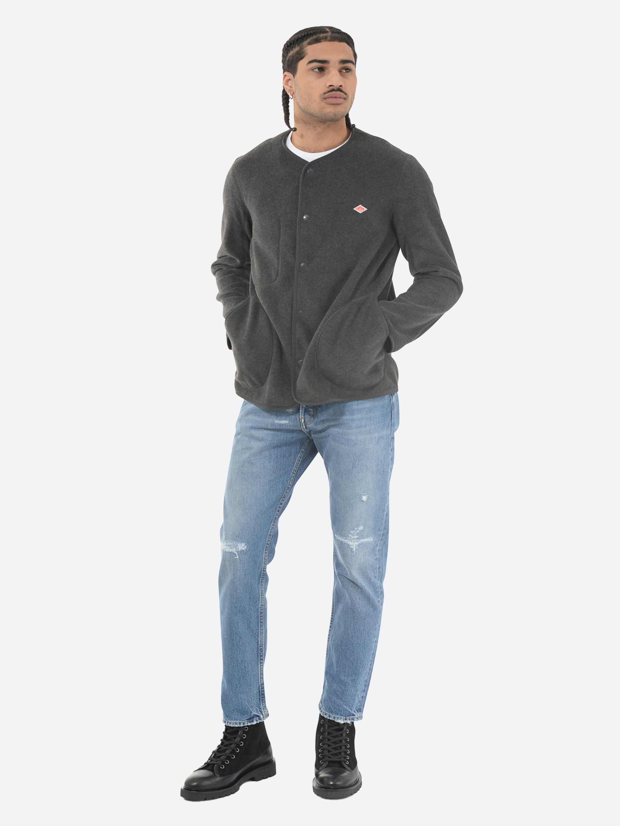 Collarless Fleece Jacket