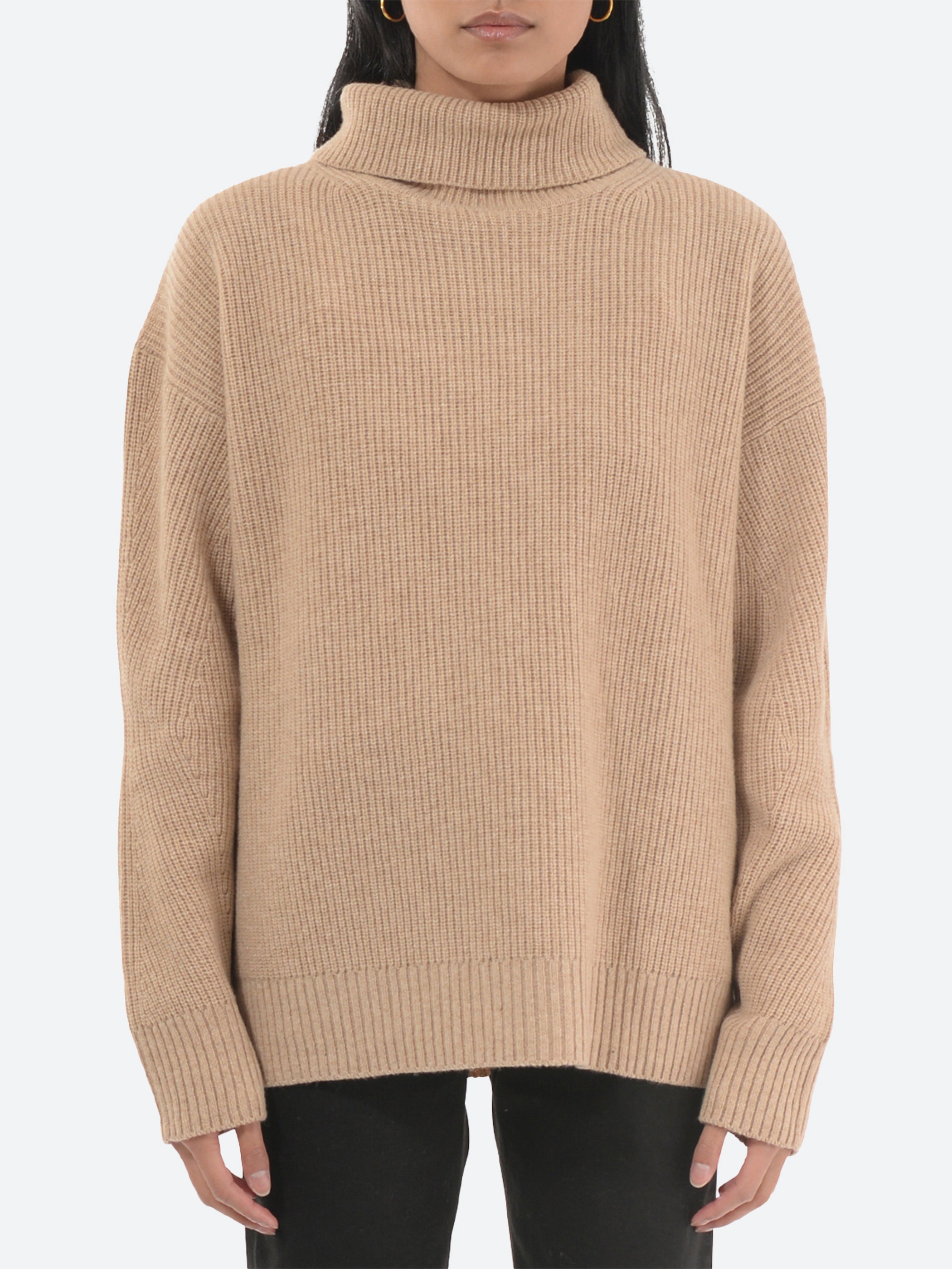 Filippa K Wool Cashmere Roller Neck in Beige Melange gravitypope