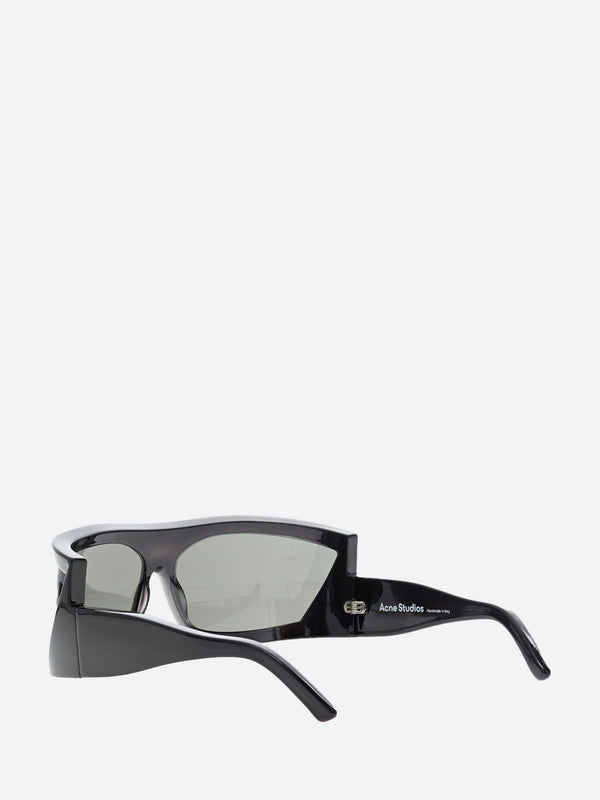 Acne Studios Black Etched Frame Sunglasses, $320 | SSENSE | Lookastic