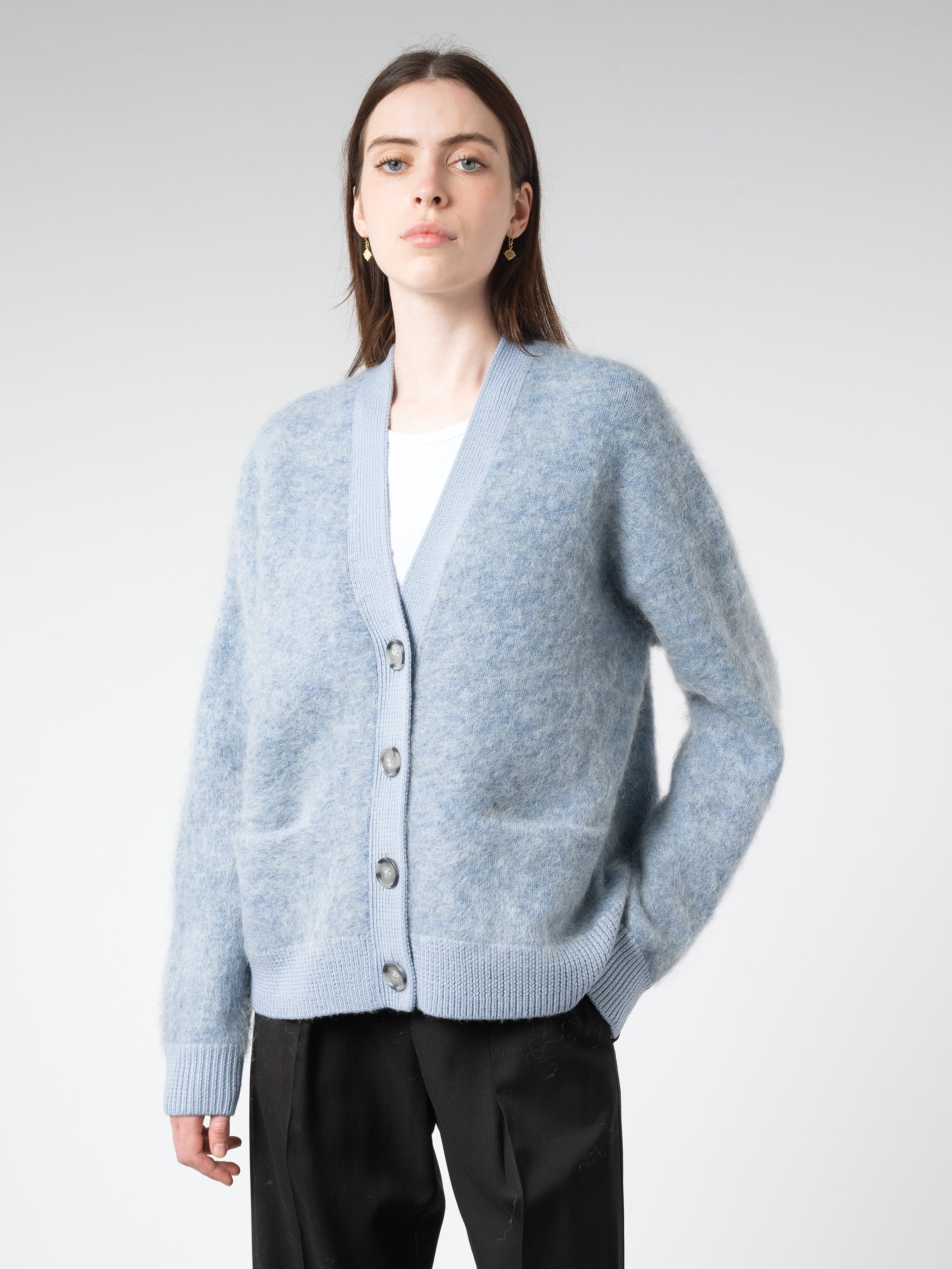 Blue mohair cardigan hotsell