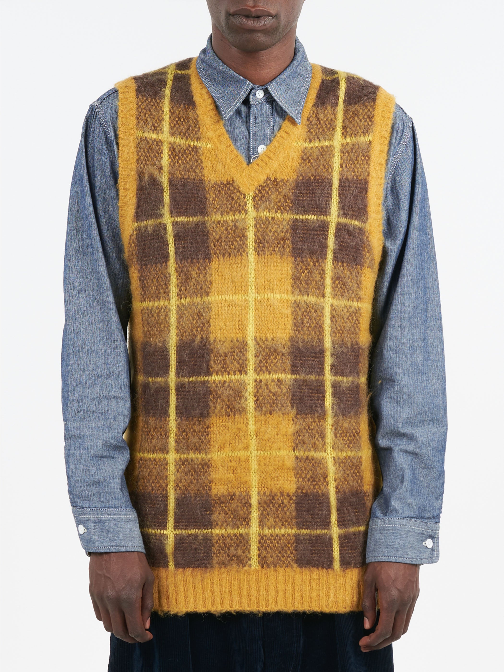 Mohair Check Pullover Knit Vest