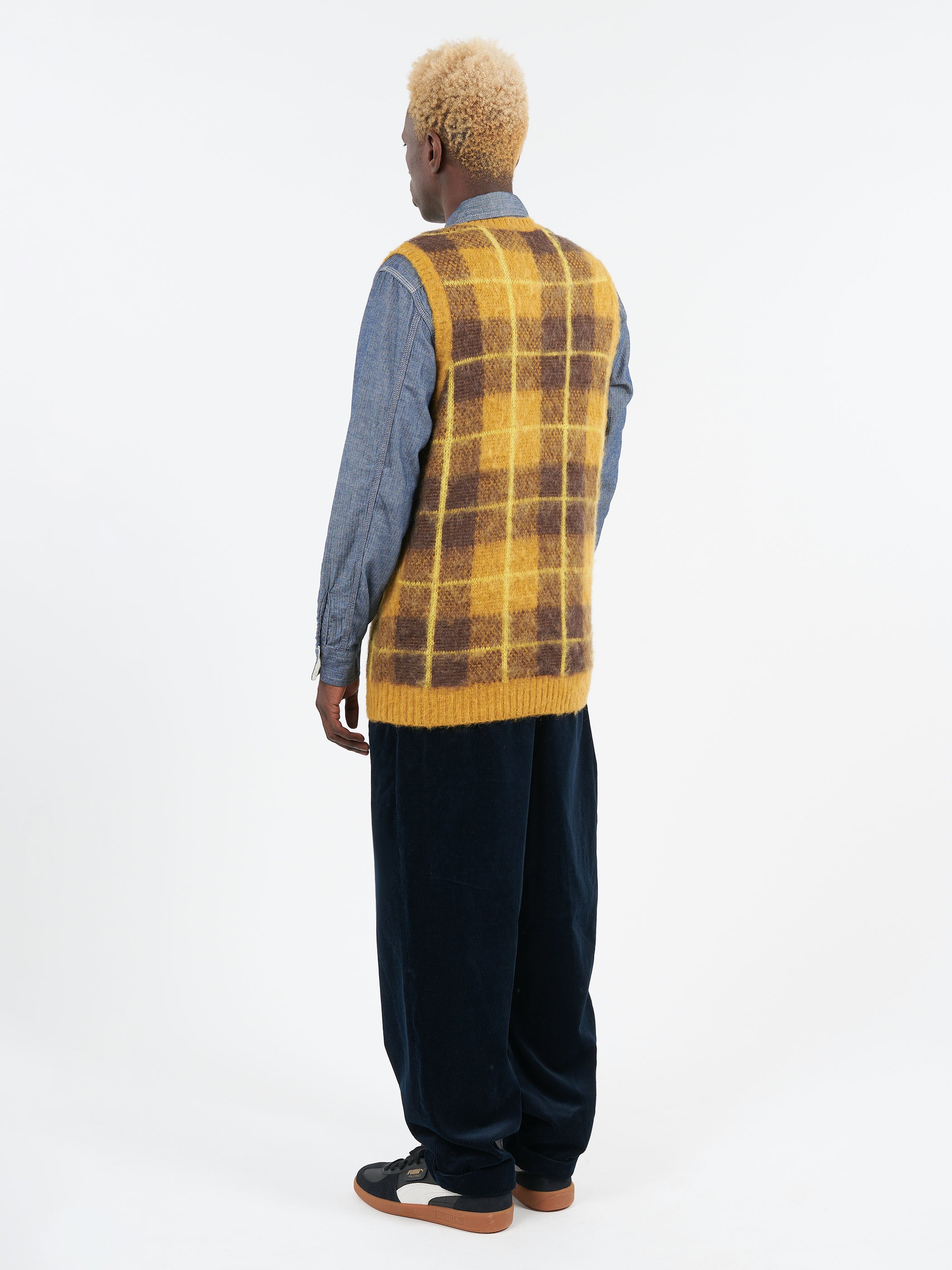 Mohair Check Pullover Knit Vest