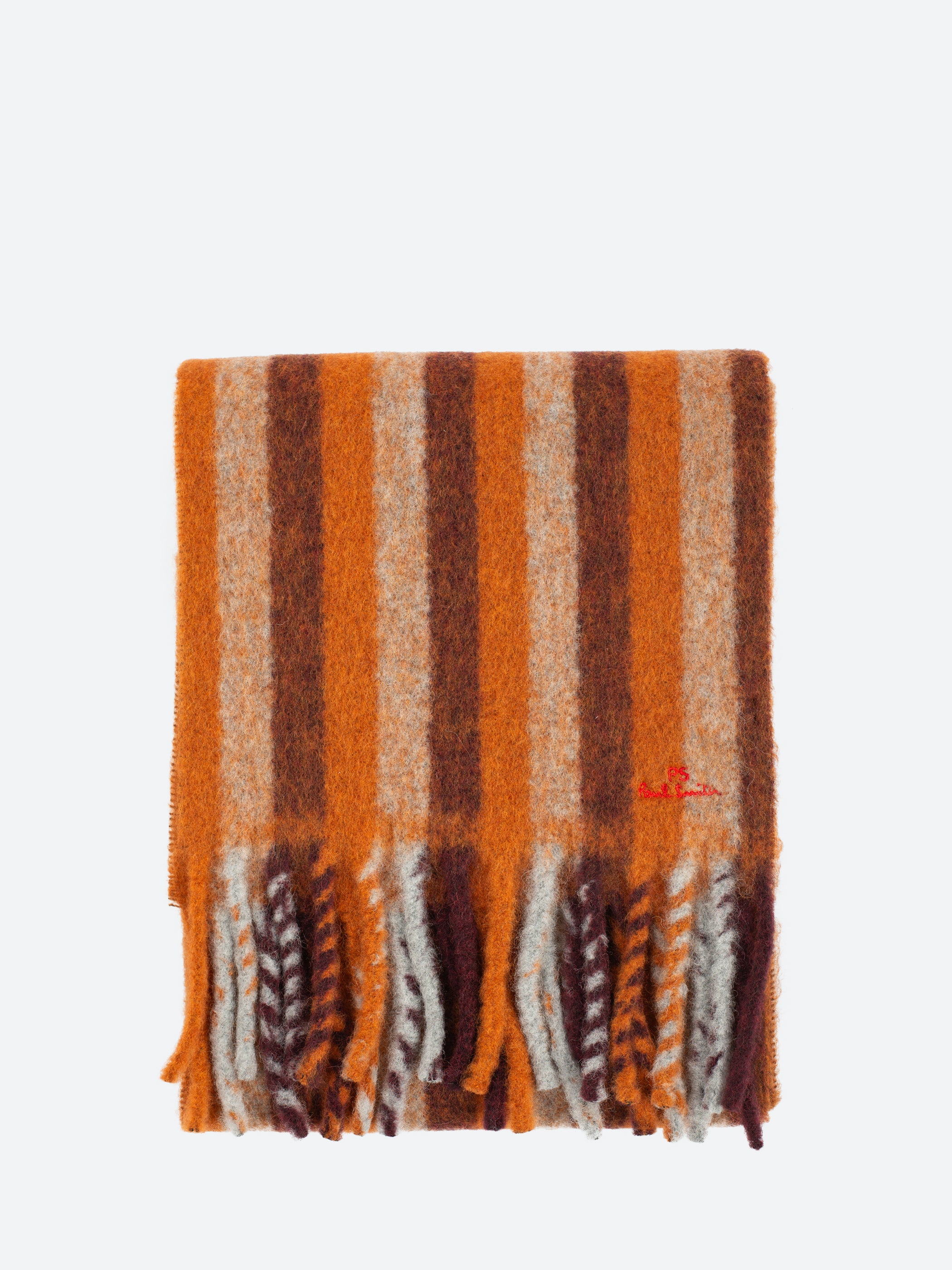 Logo Embroidered Striped Scarf