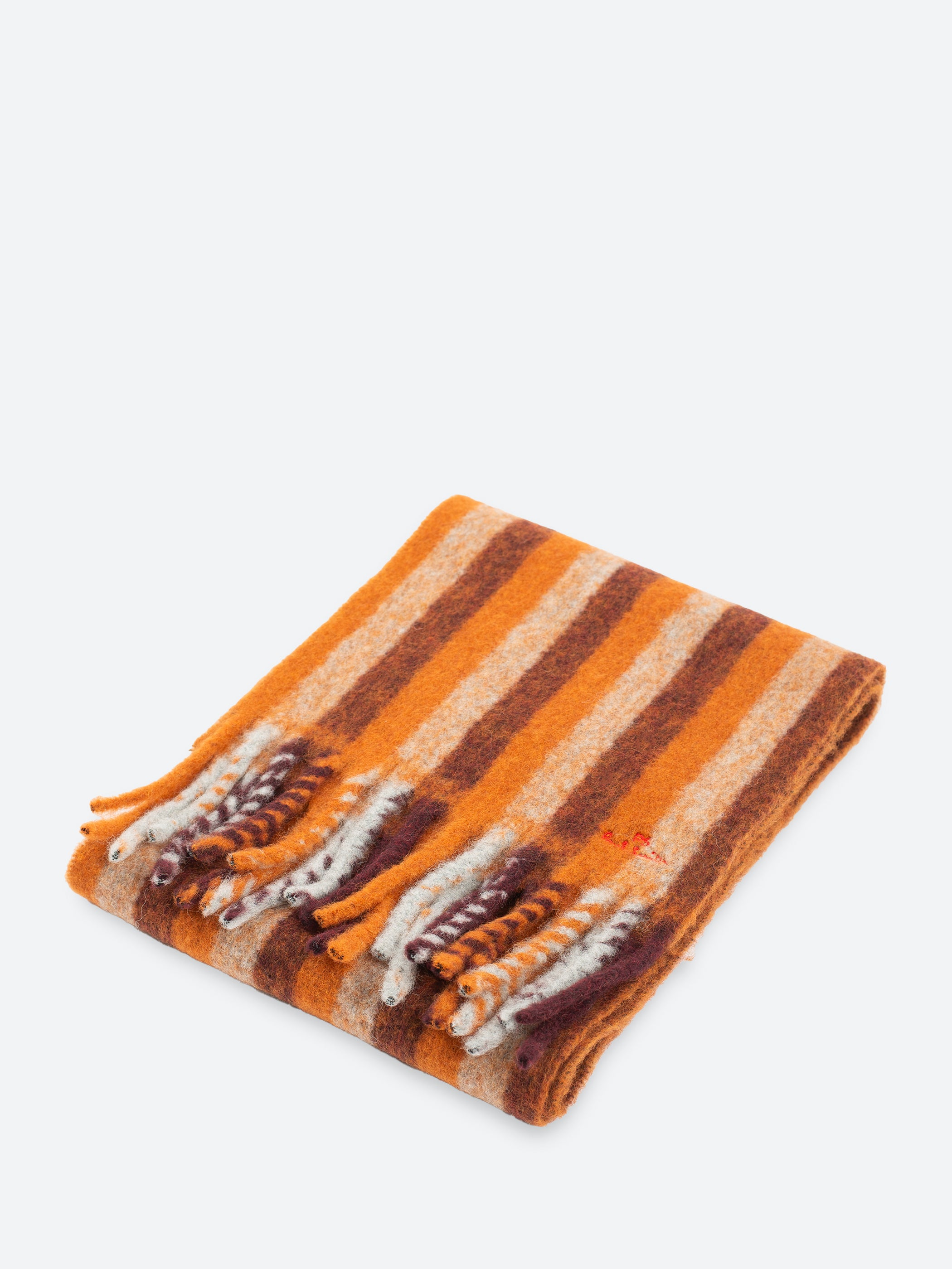 Logo Embroidered Striped Scarf