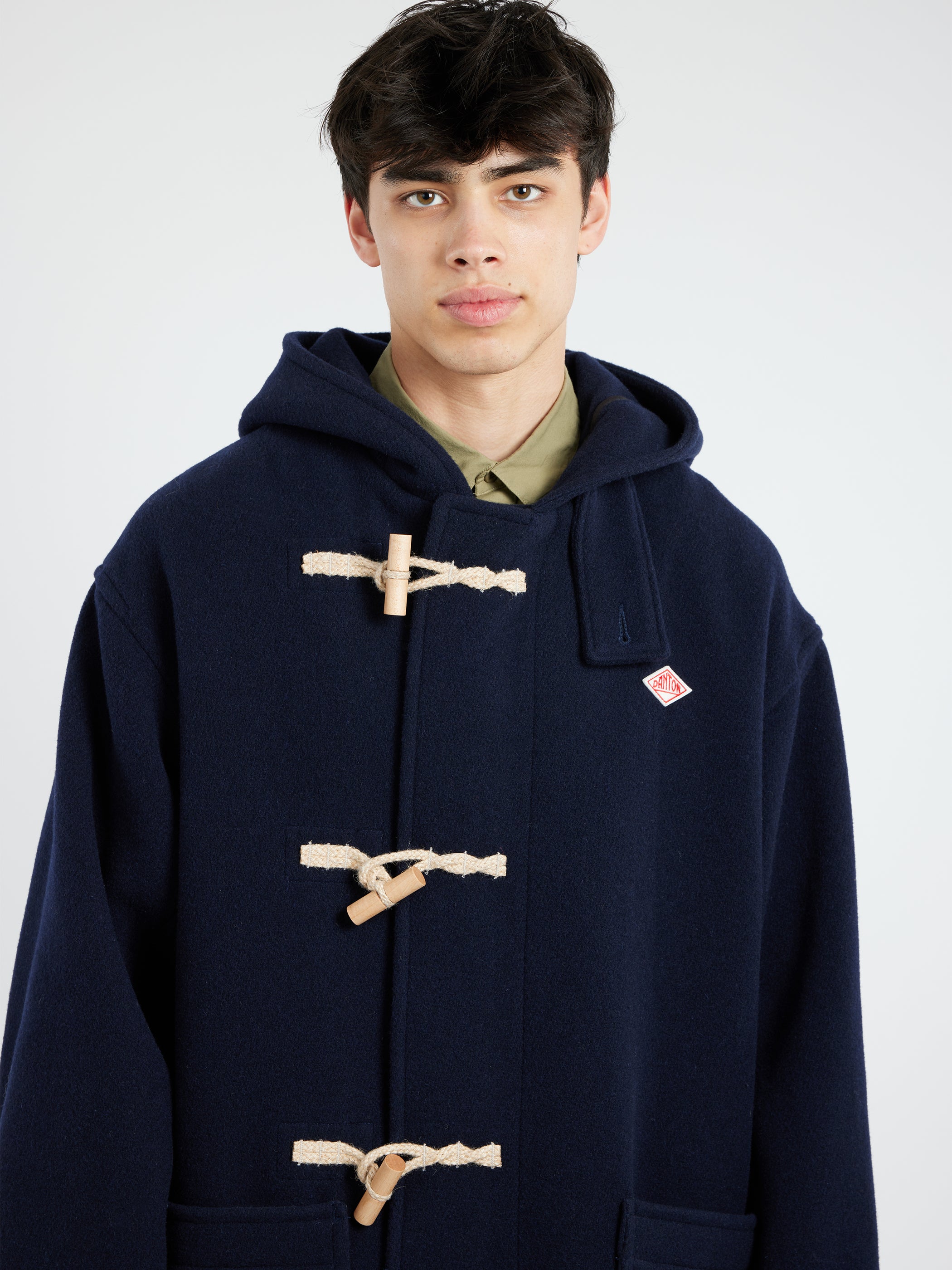 Danton Wool Light Pile Duffle Coat in Navy gravitypope