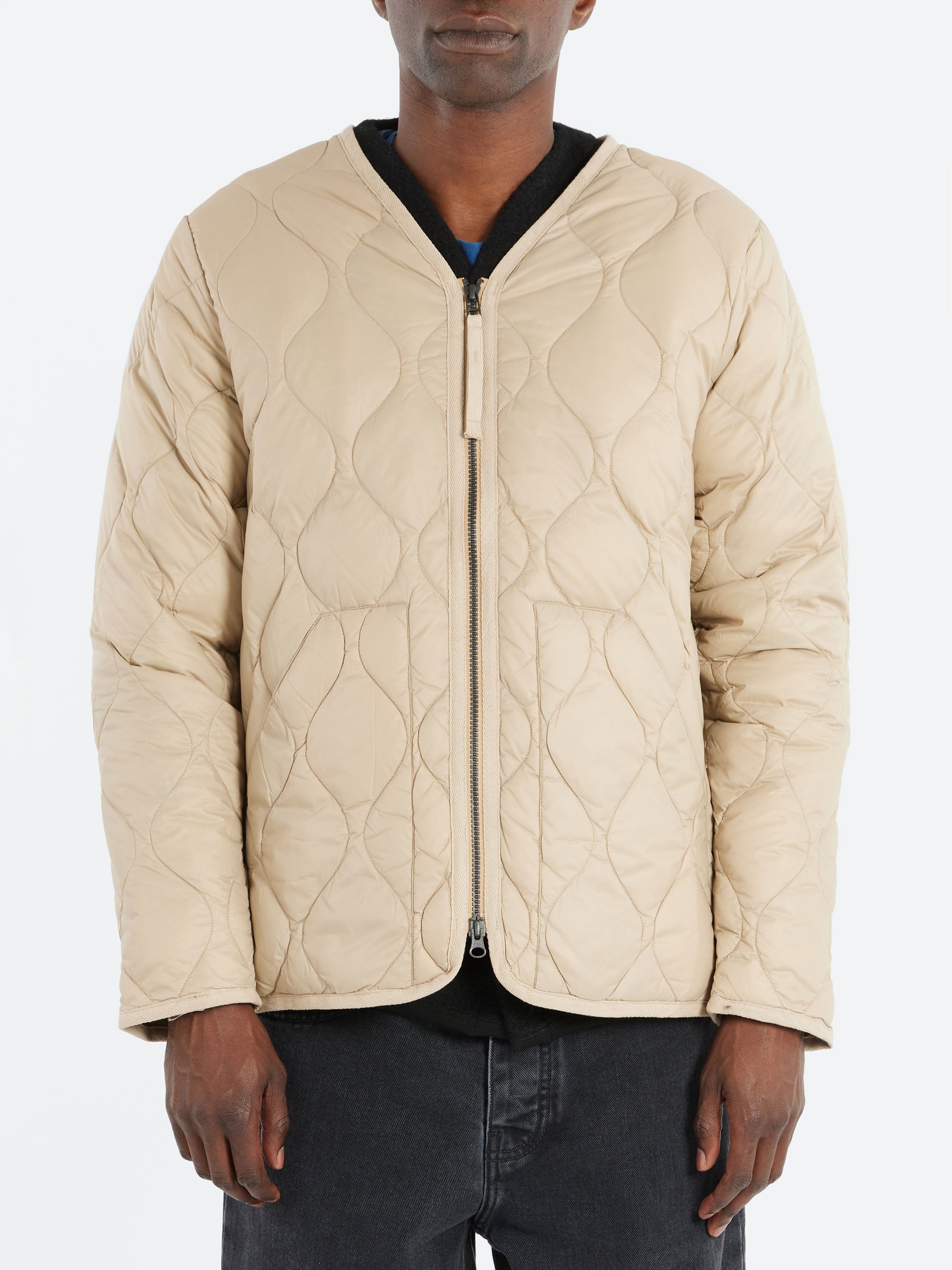 Military Zip V-Neck Down Jacket