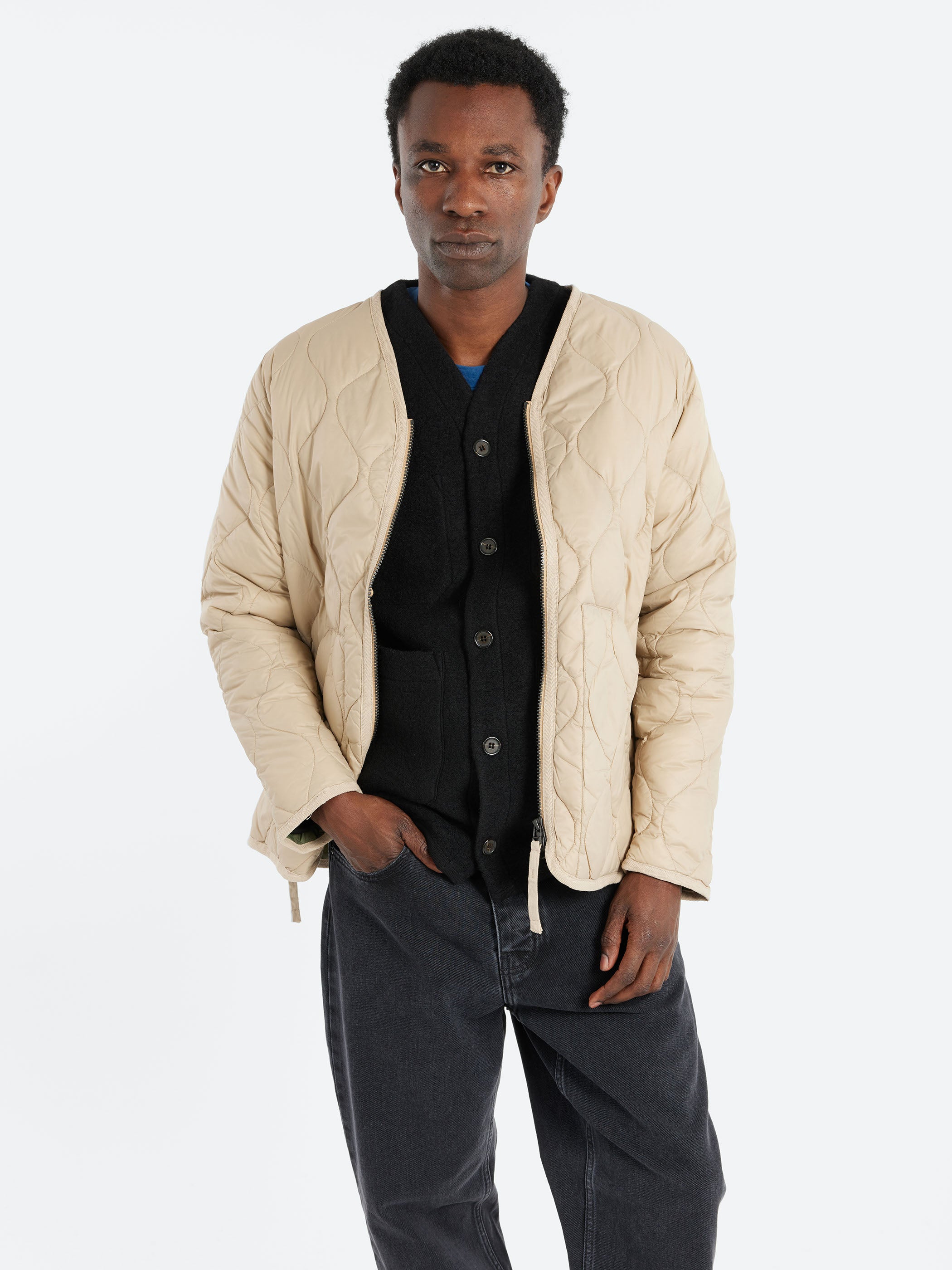 Military Zip V-Neck Down Jacket