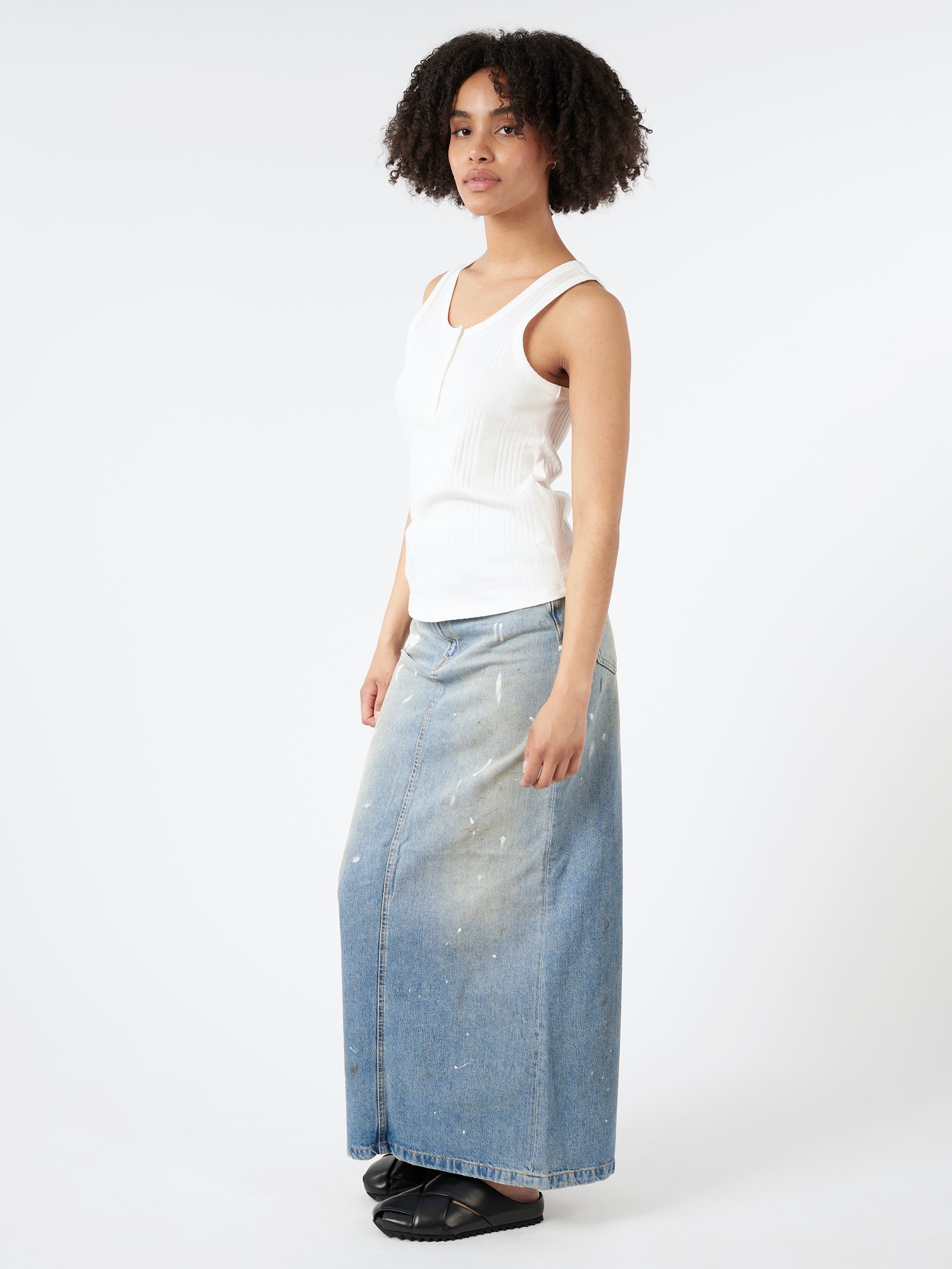 Acne a line denim skirt best sale