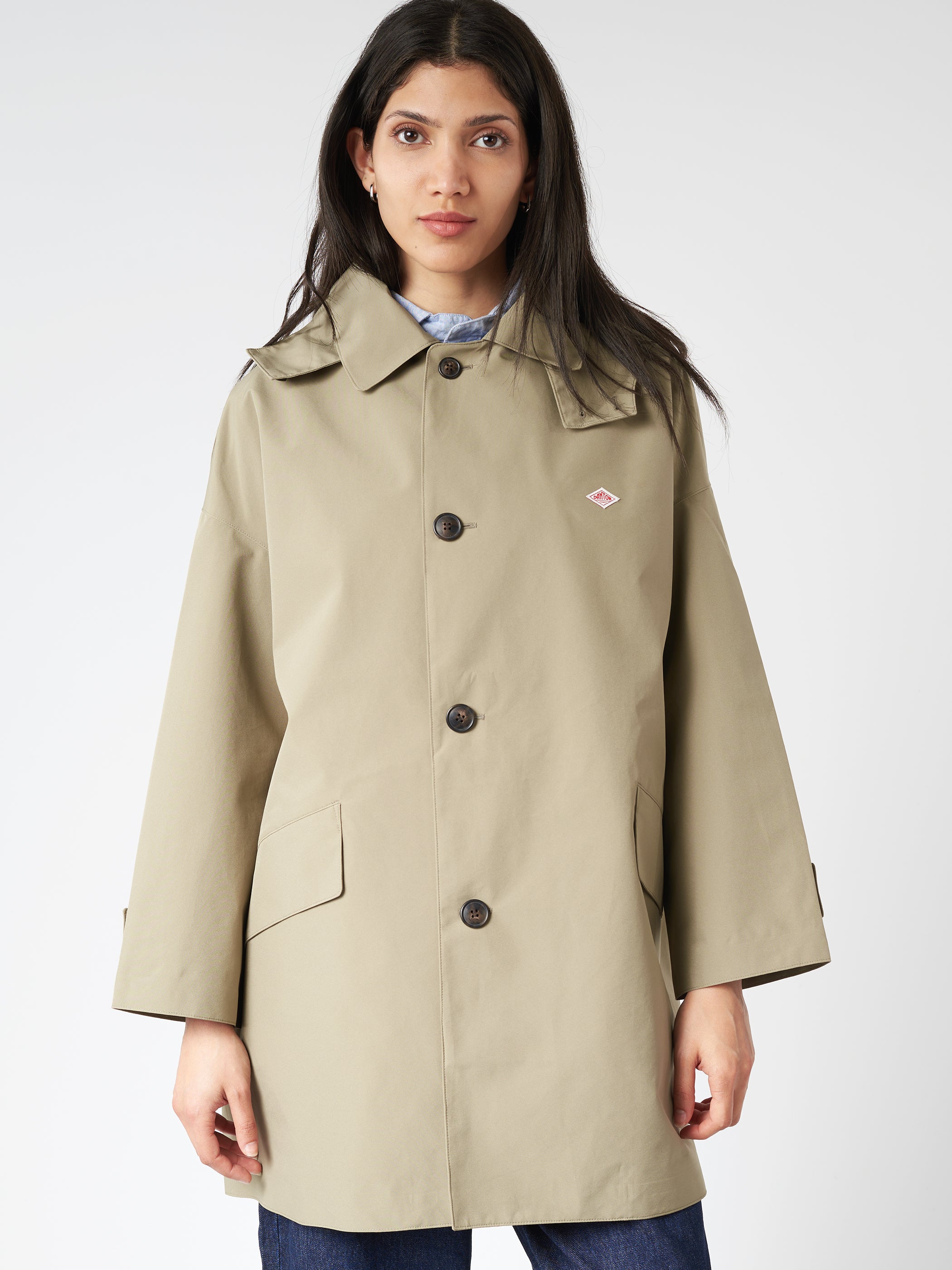 Women's 3-Layer Cloth Hooded Balmacaan Coat