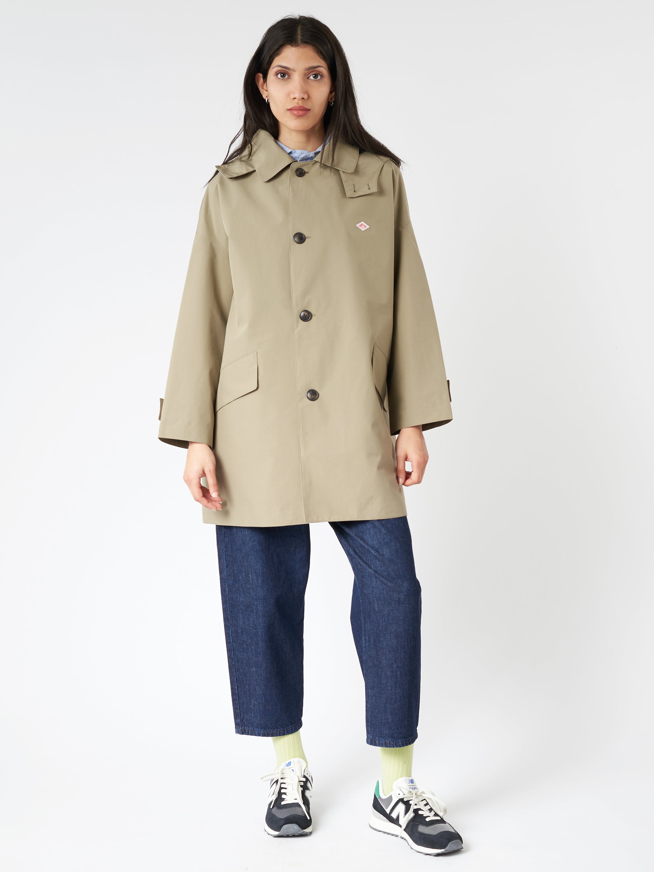 Women's 3-Layer Cloth Hooded Balmacaan Coat