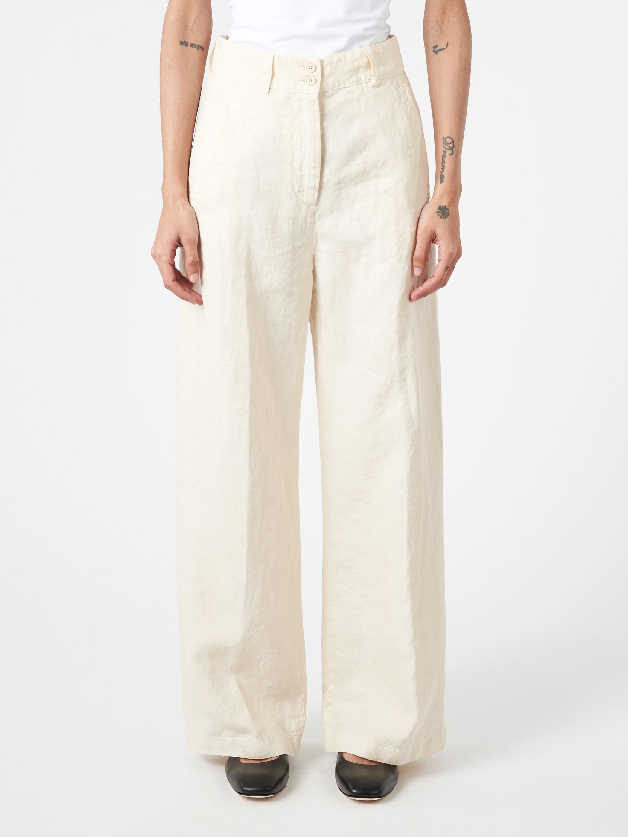 Aspesi Slub Linen Trousers in Natural NATURAL 42