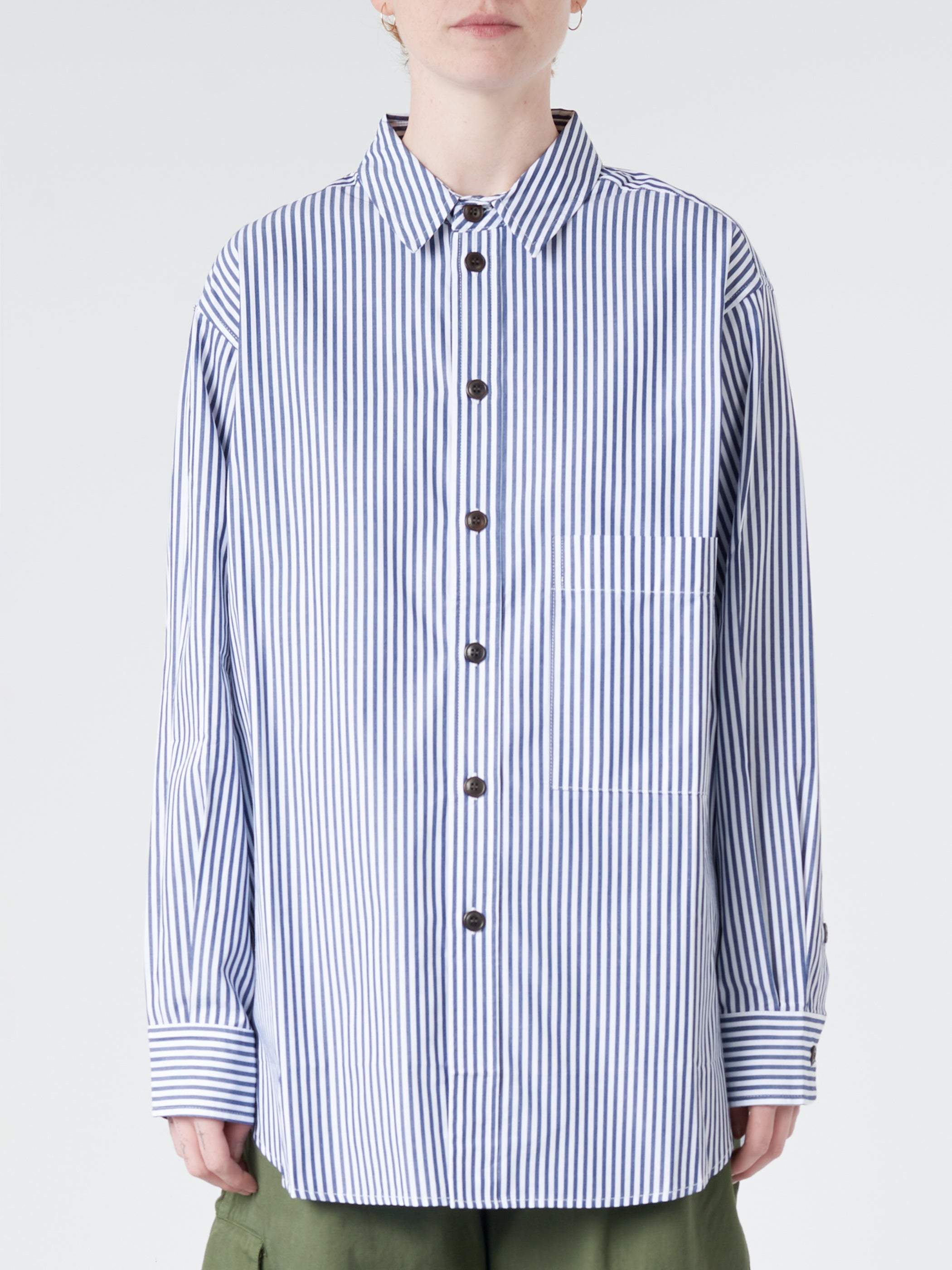 Girls blue and white striped shirt hotsell