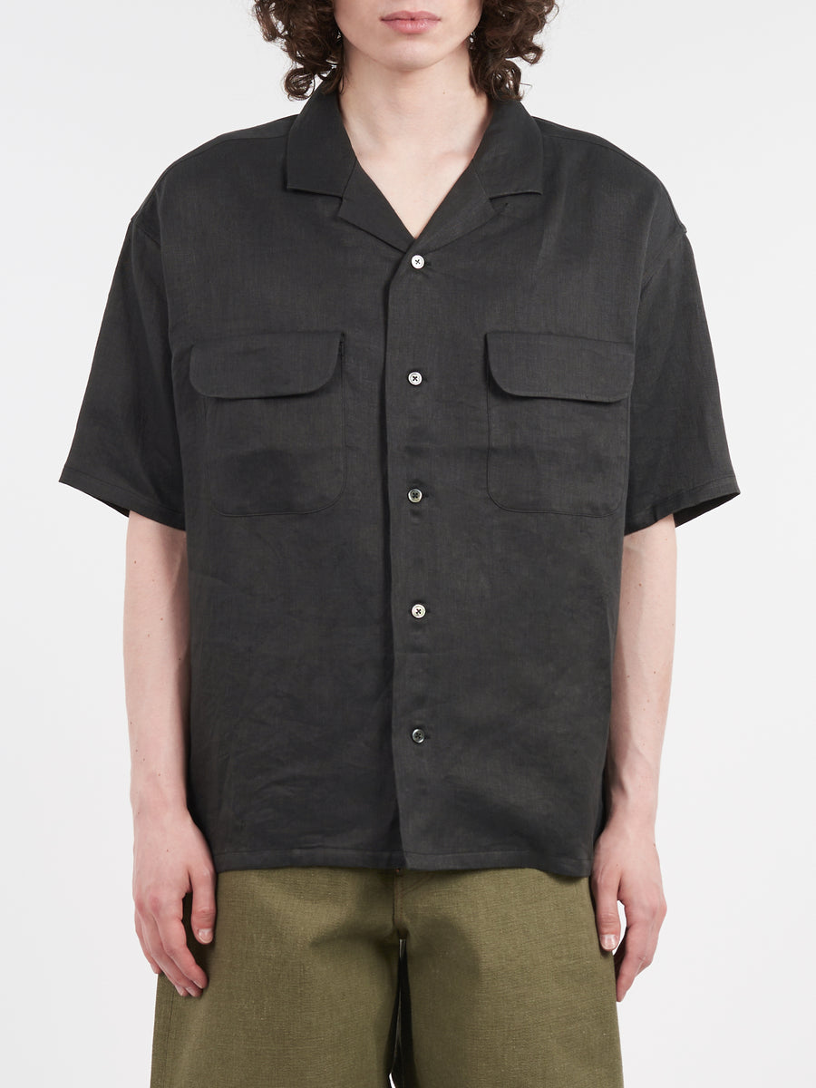 Nigel Cabourn - Open Collar Shirt in Charcoal – gravitypope