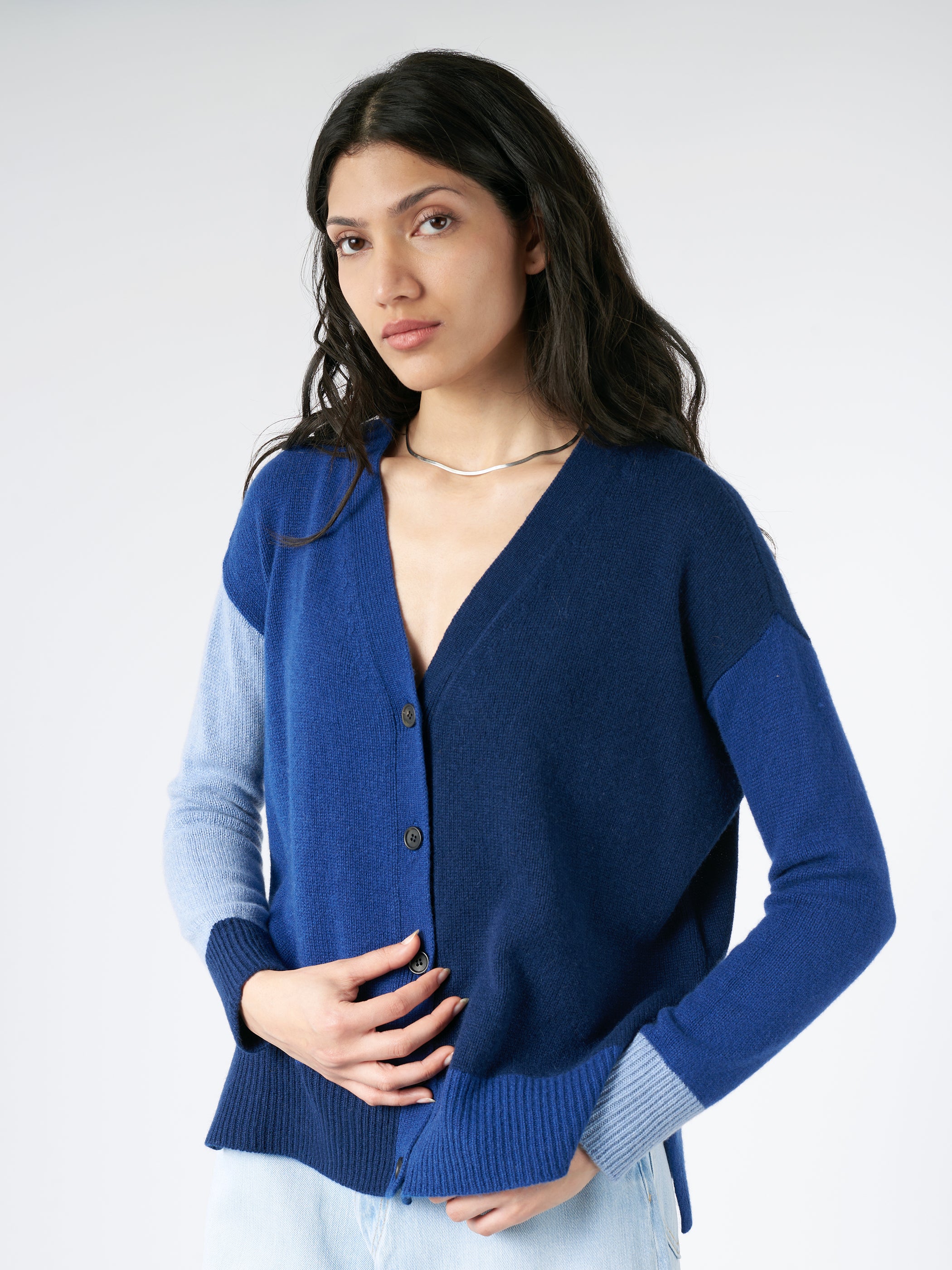 Blue cashmere cardigan hotsell