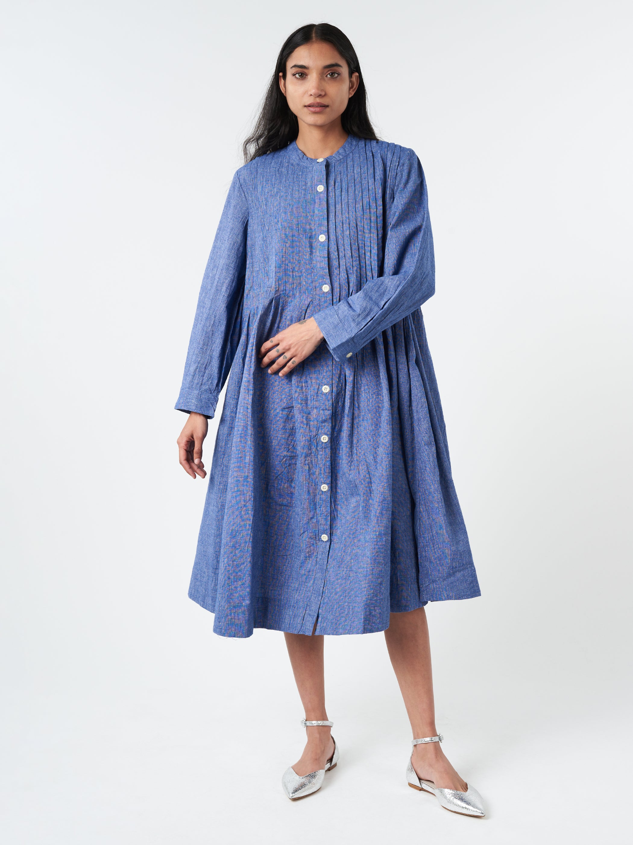 Pintuck Chambray Dress