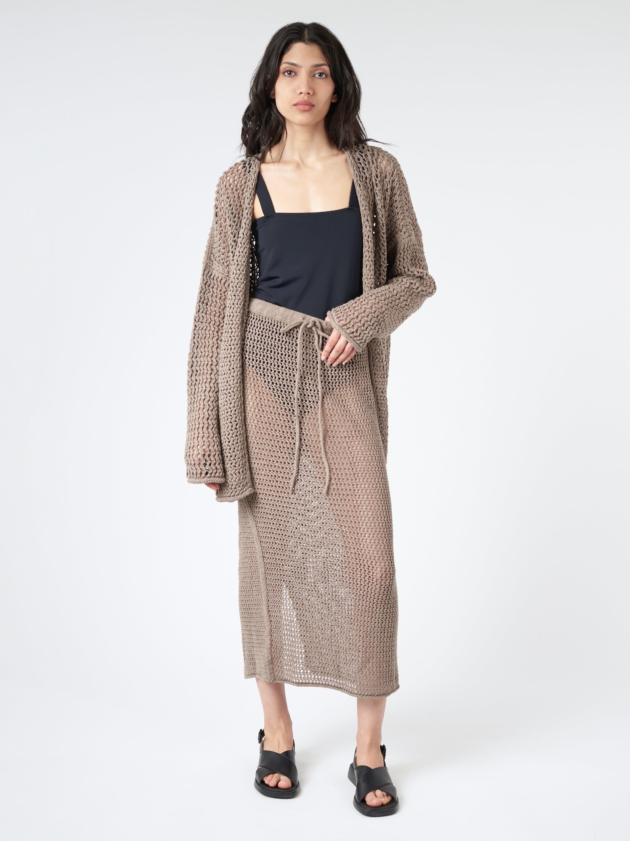 Lauren Manoogian Big Net Cardigan in Wood gravitypope