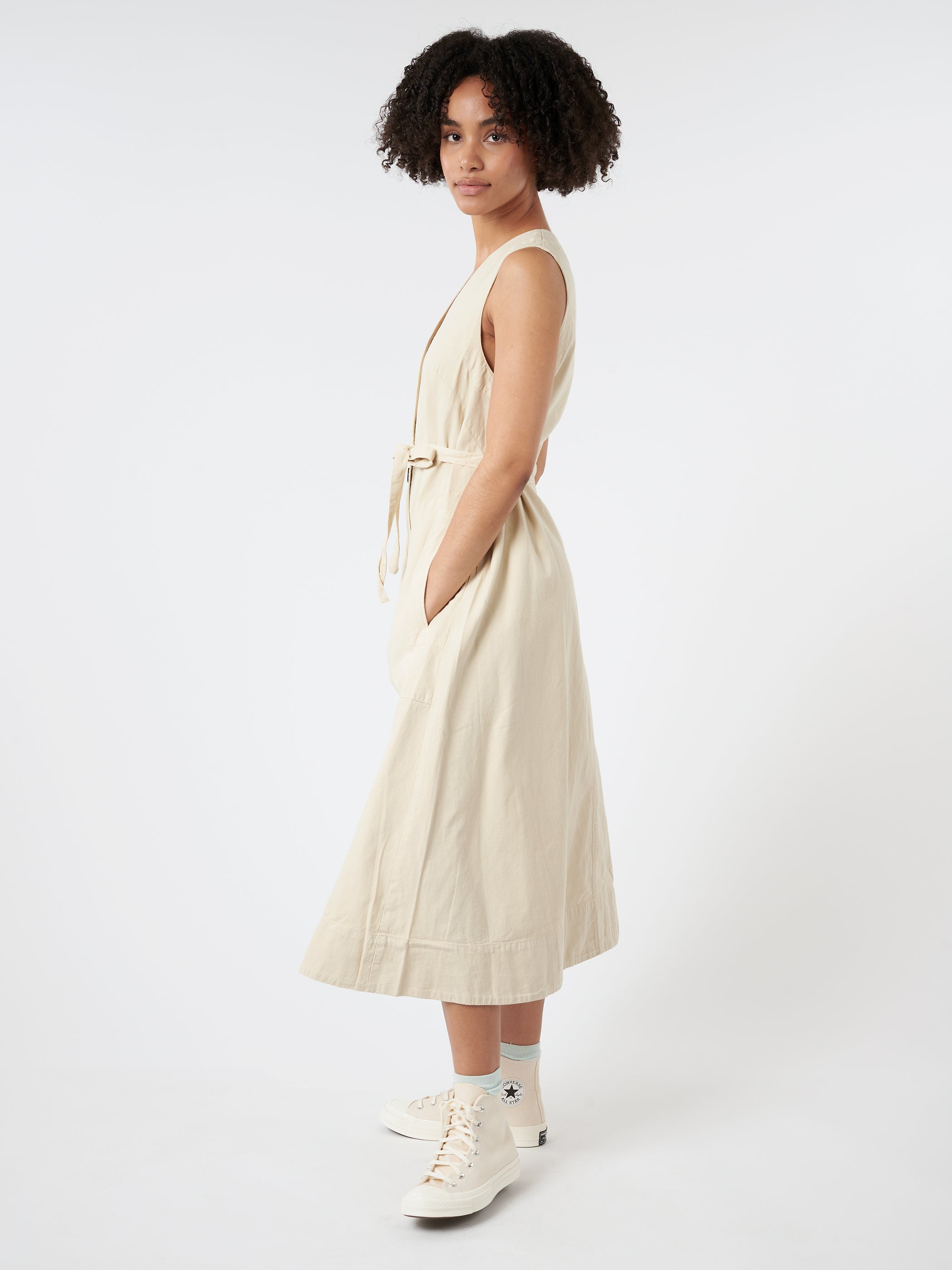 Buttoned Canvas Dress