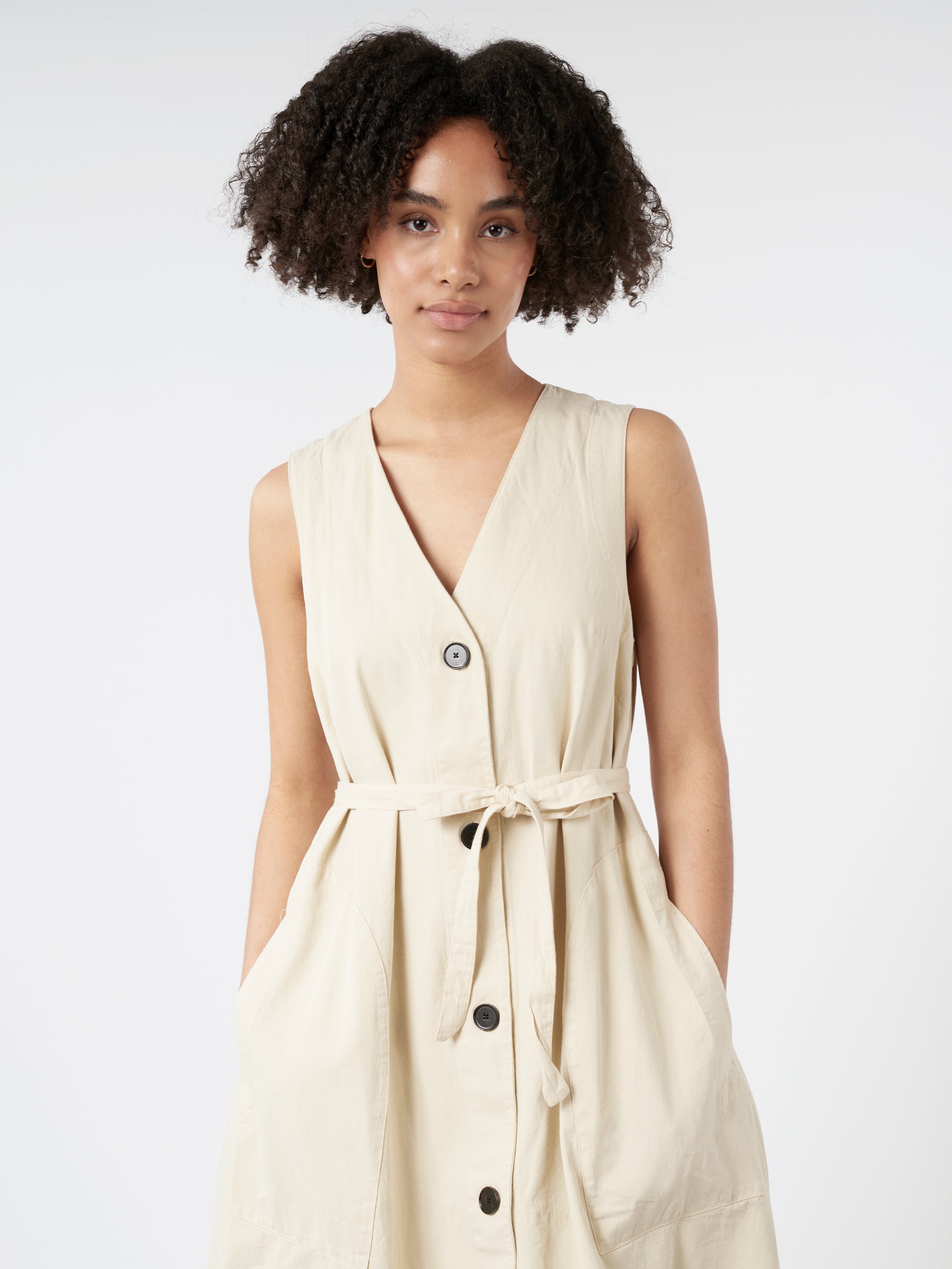 Buttoned Canvas Dress