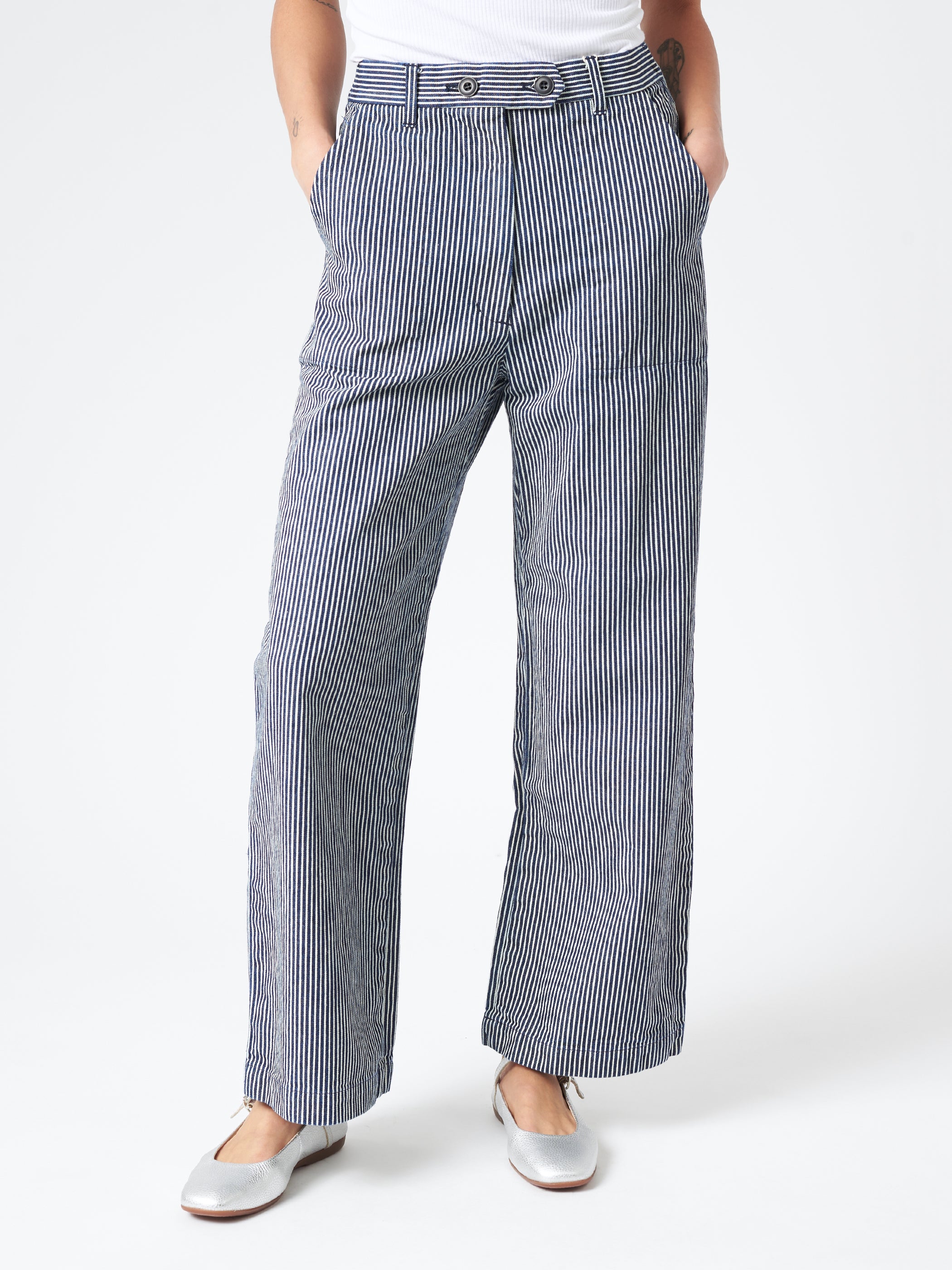 Sarahwear Denim Carole Pant in Hickory Stripe Indigo INDIGO 1