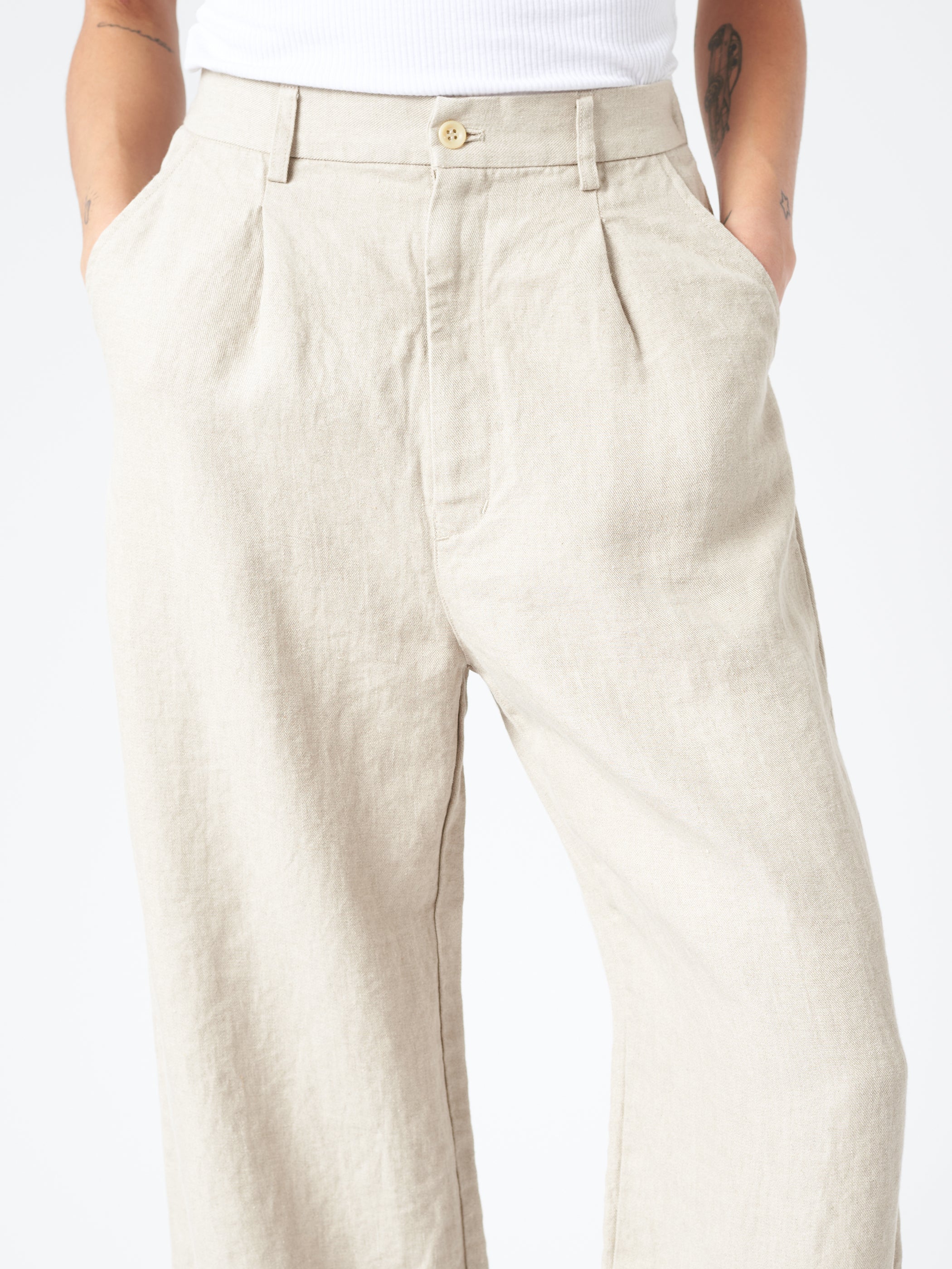 Sarahwear - Linen Twill Double Hem Pants in Ecru – gravitypope