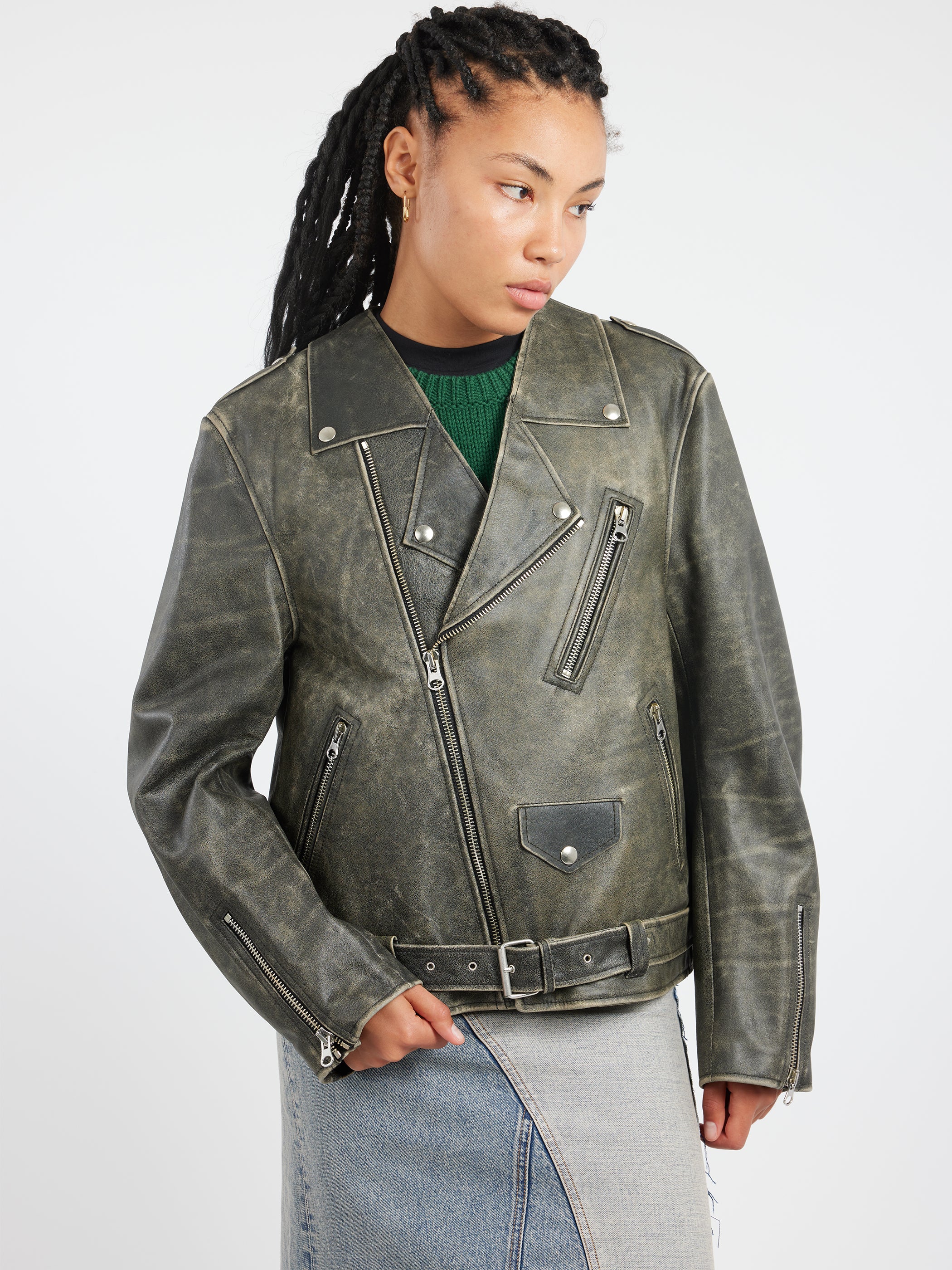 Heavy Leather Biker Jacket