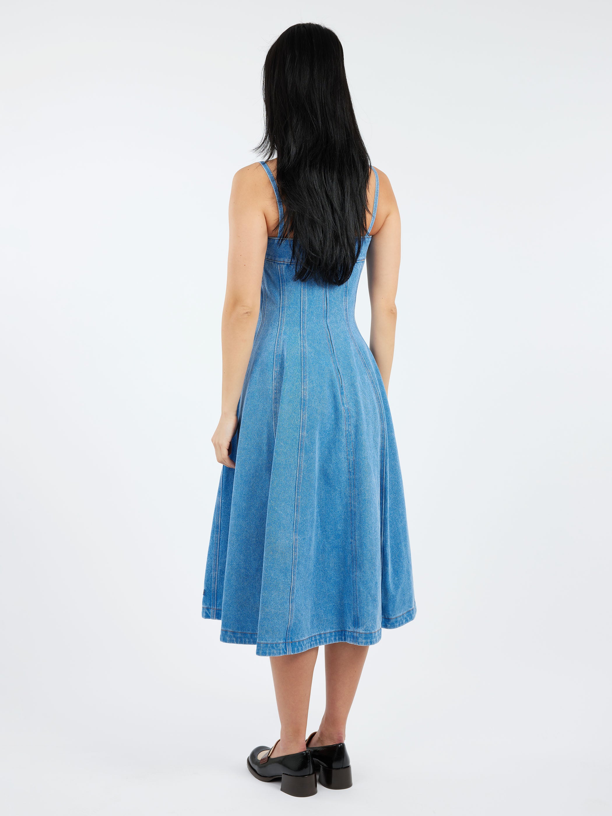 Coated Denim Balloon Dress