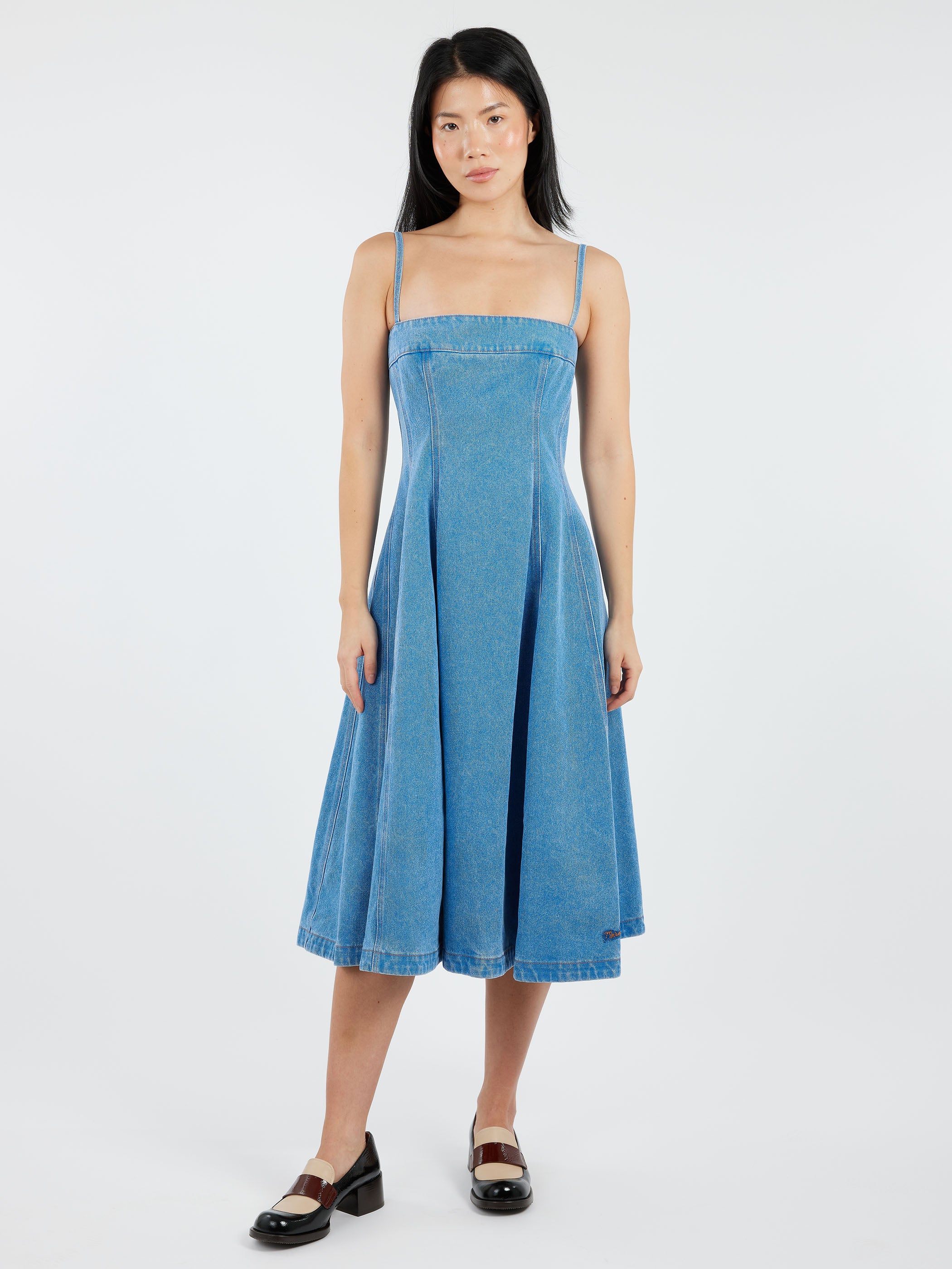 Coated Denim Balloon Dress