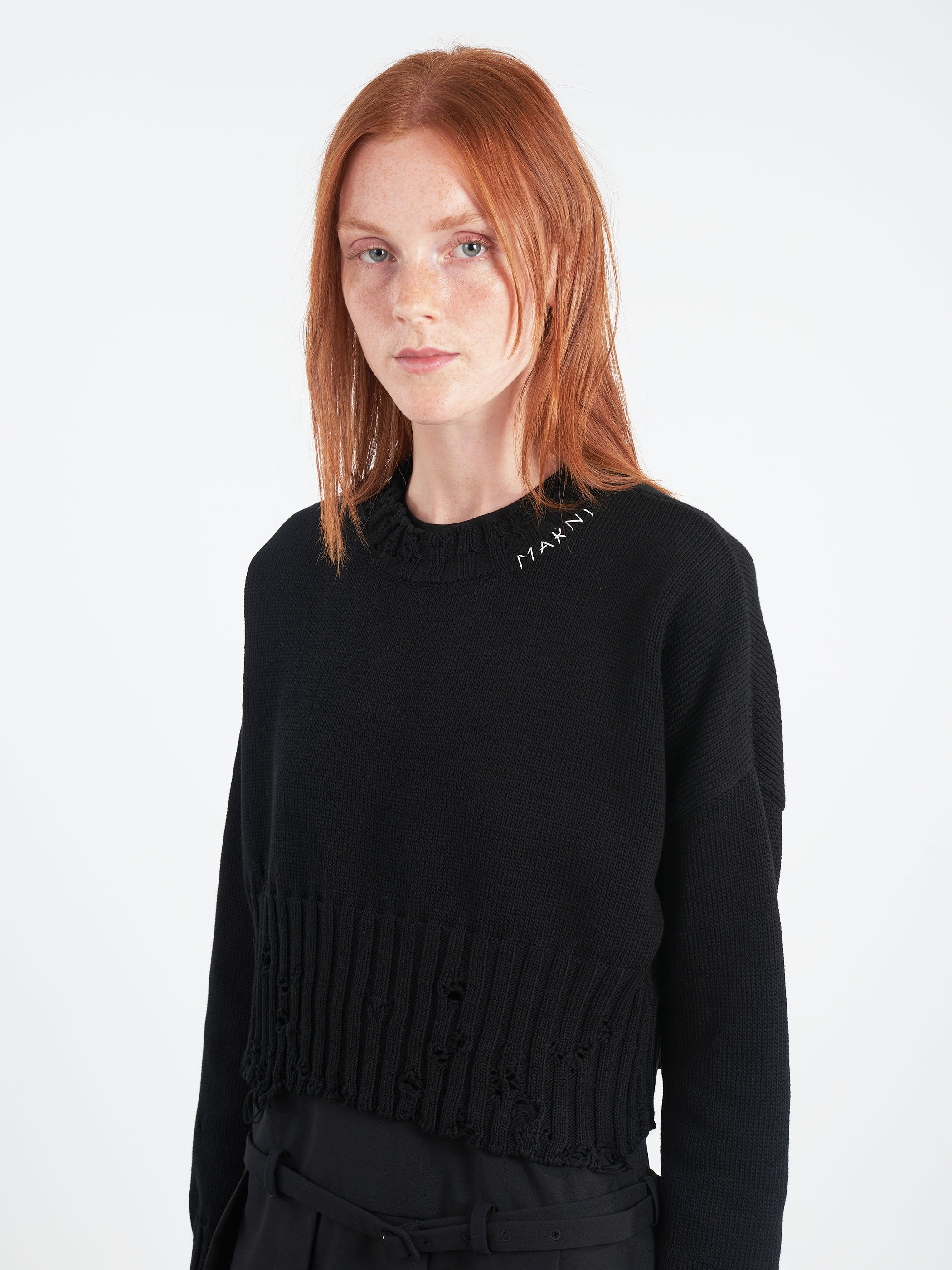 Disheveled Cotton Cropped Jumper