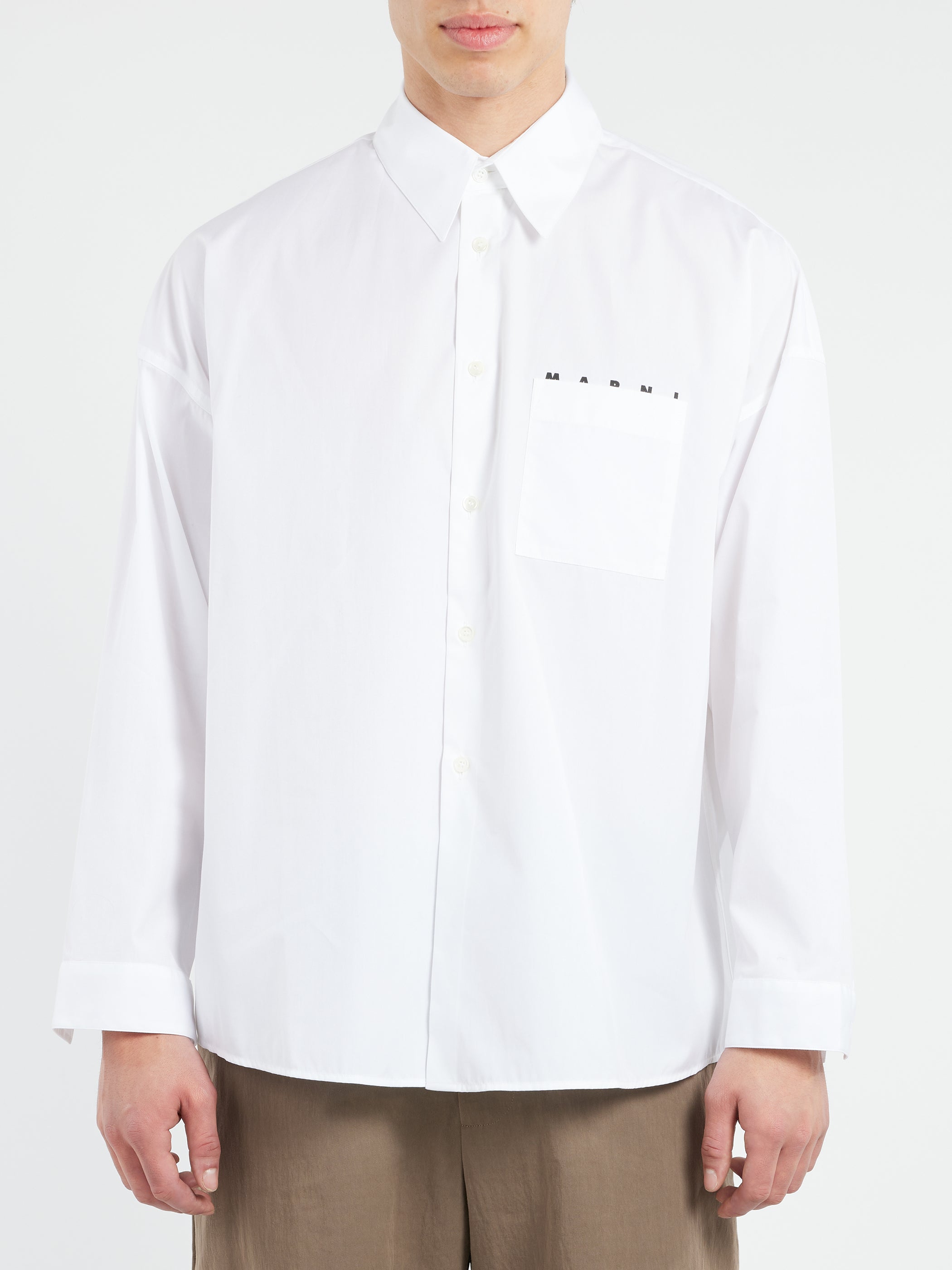 Poplin Shirt with Peeping Marni Logo