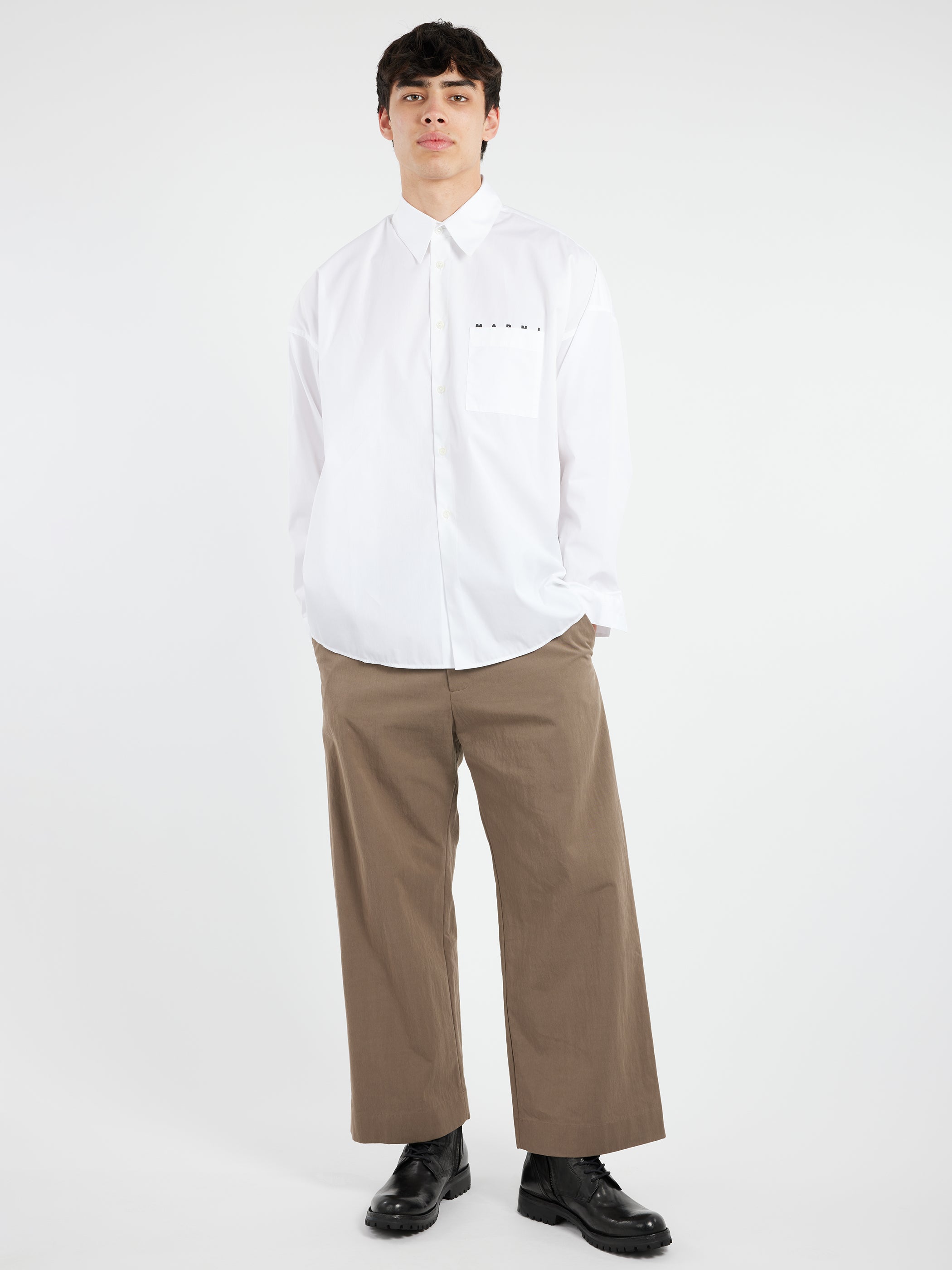 Poplin Shirt with Peeping Marni Logo