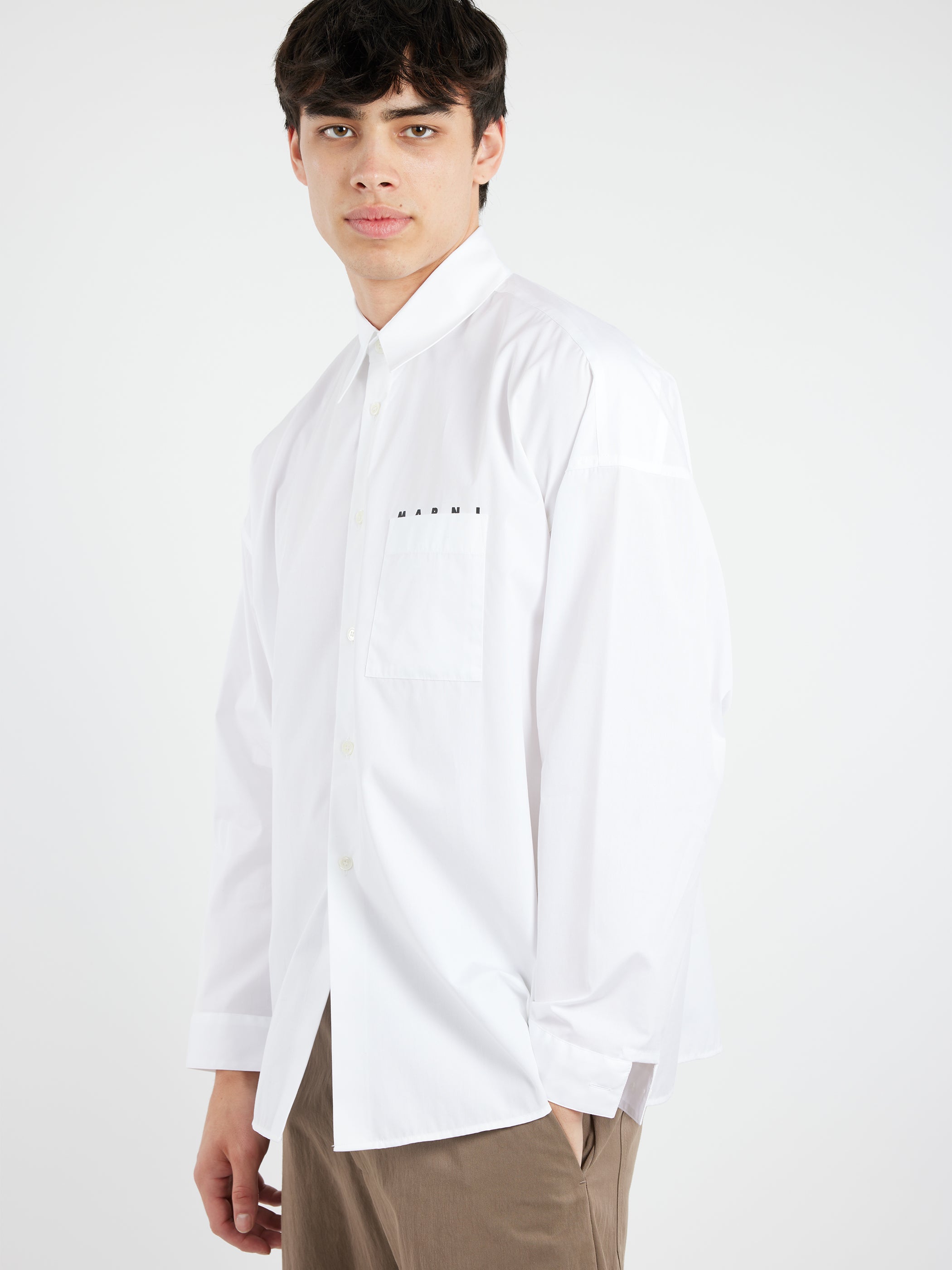 Poplin Shirt with Peeping Marni Logo