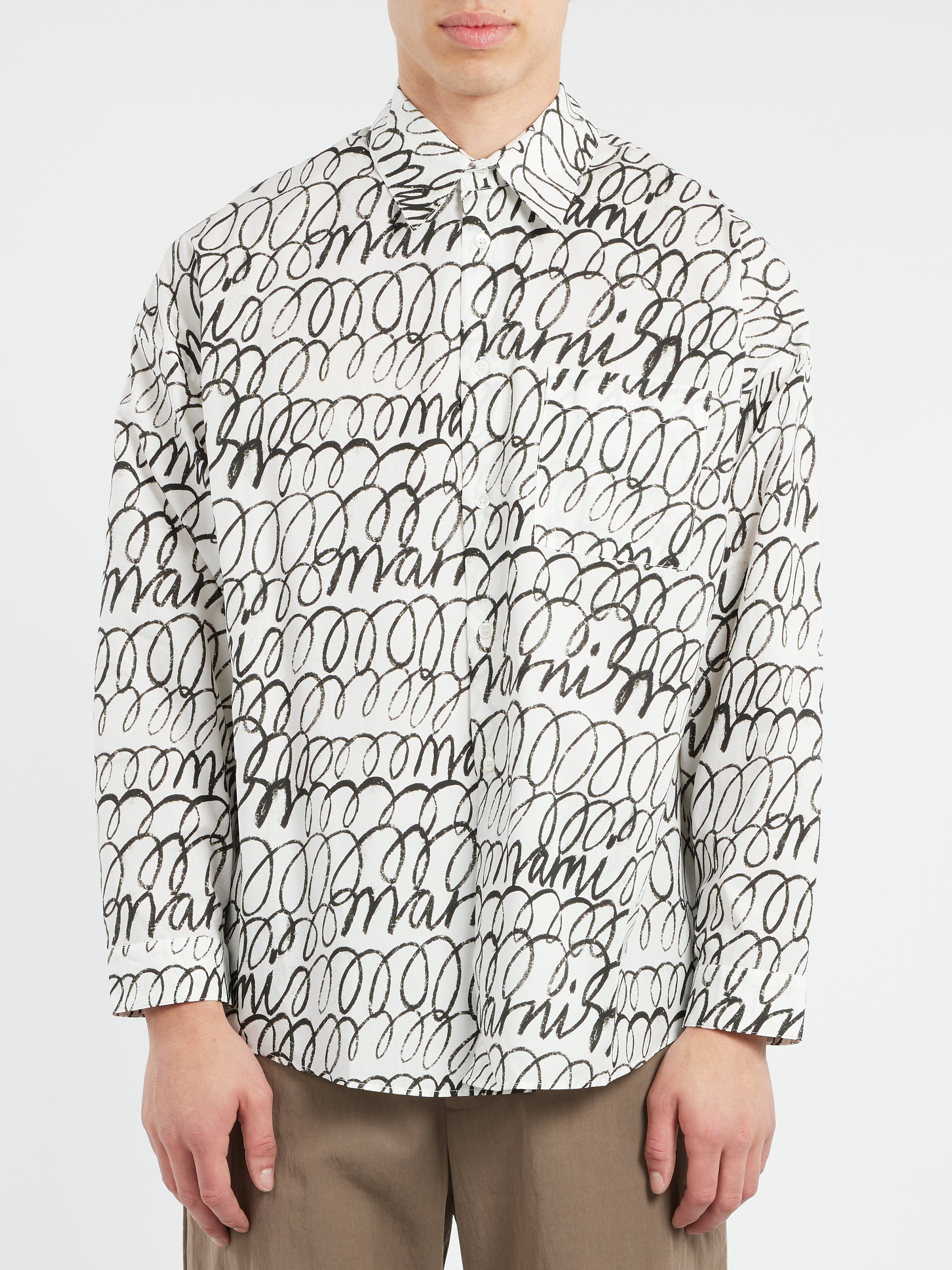 Poplin Shirt with Marni Scribble Motif