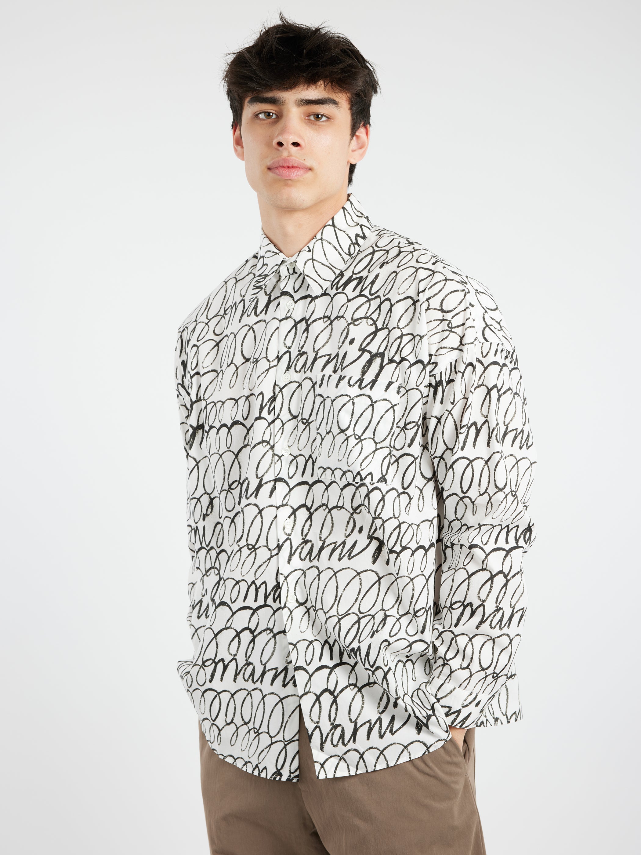 Poplin Shirt with Marni Scribble Motif