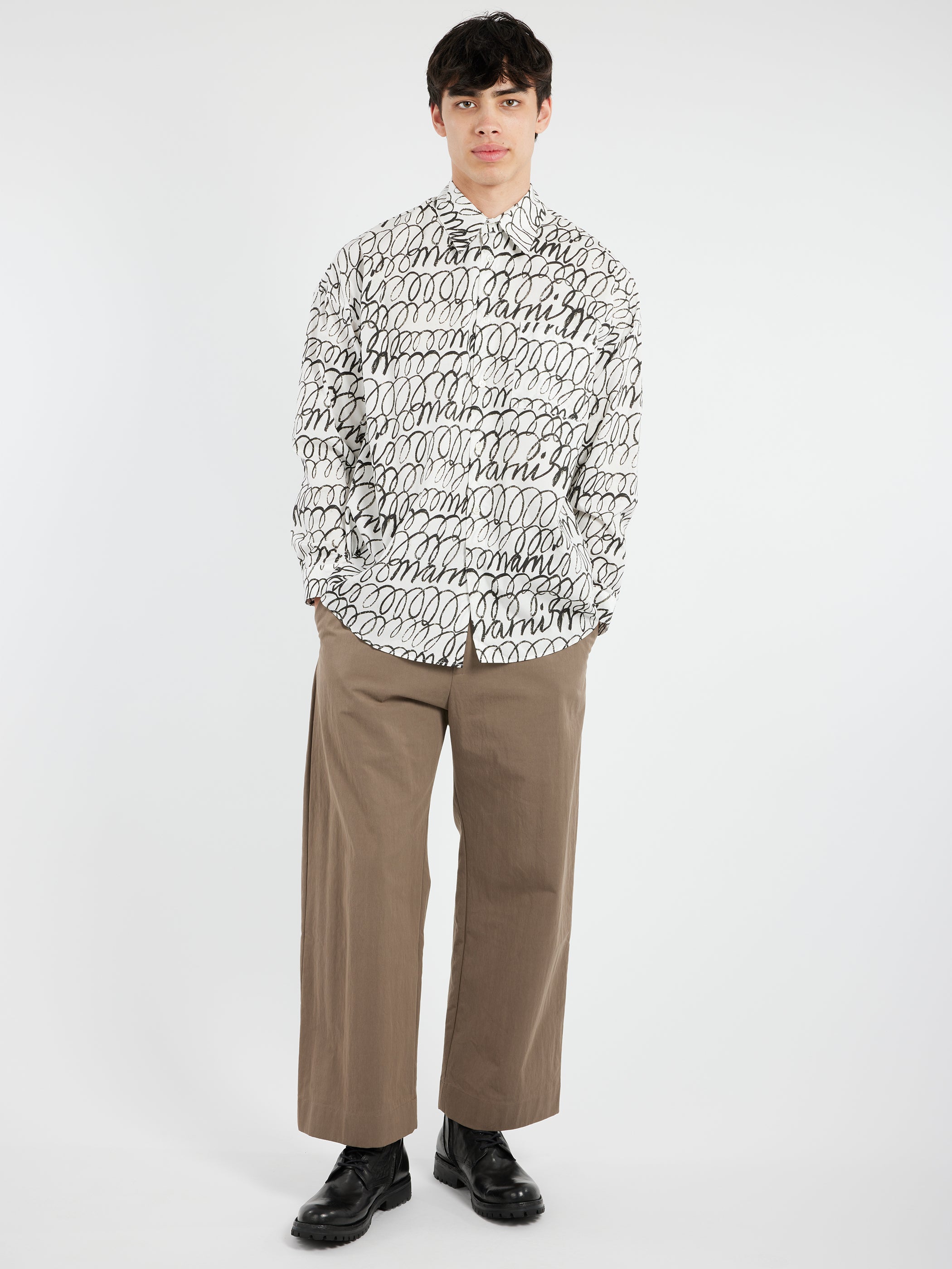 Poplin Shirt with Marni Scribble Motif