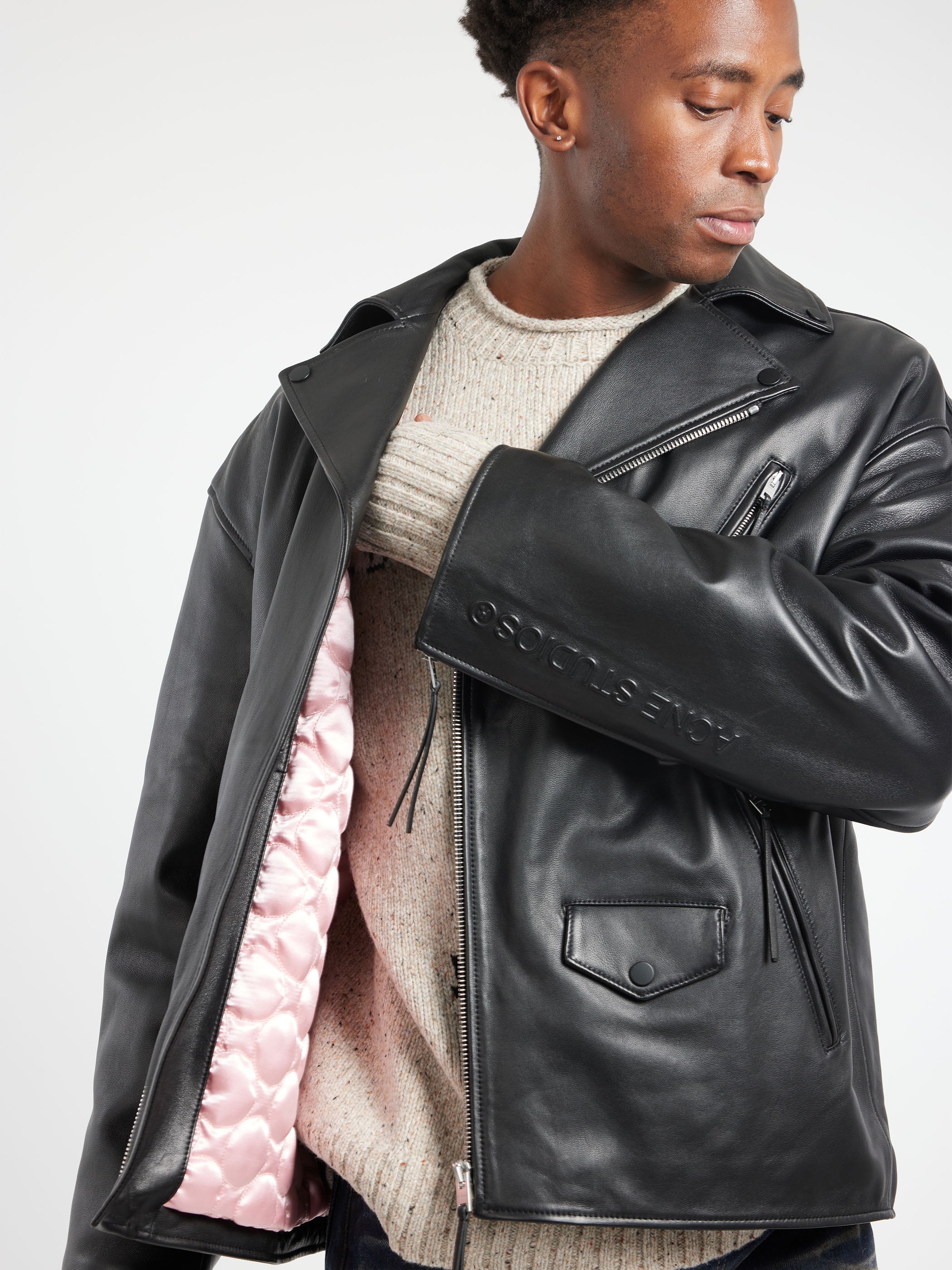 Acne fashion leather jacket