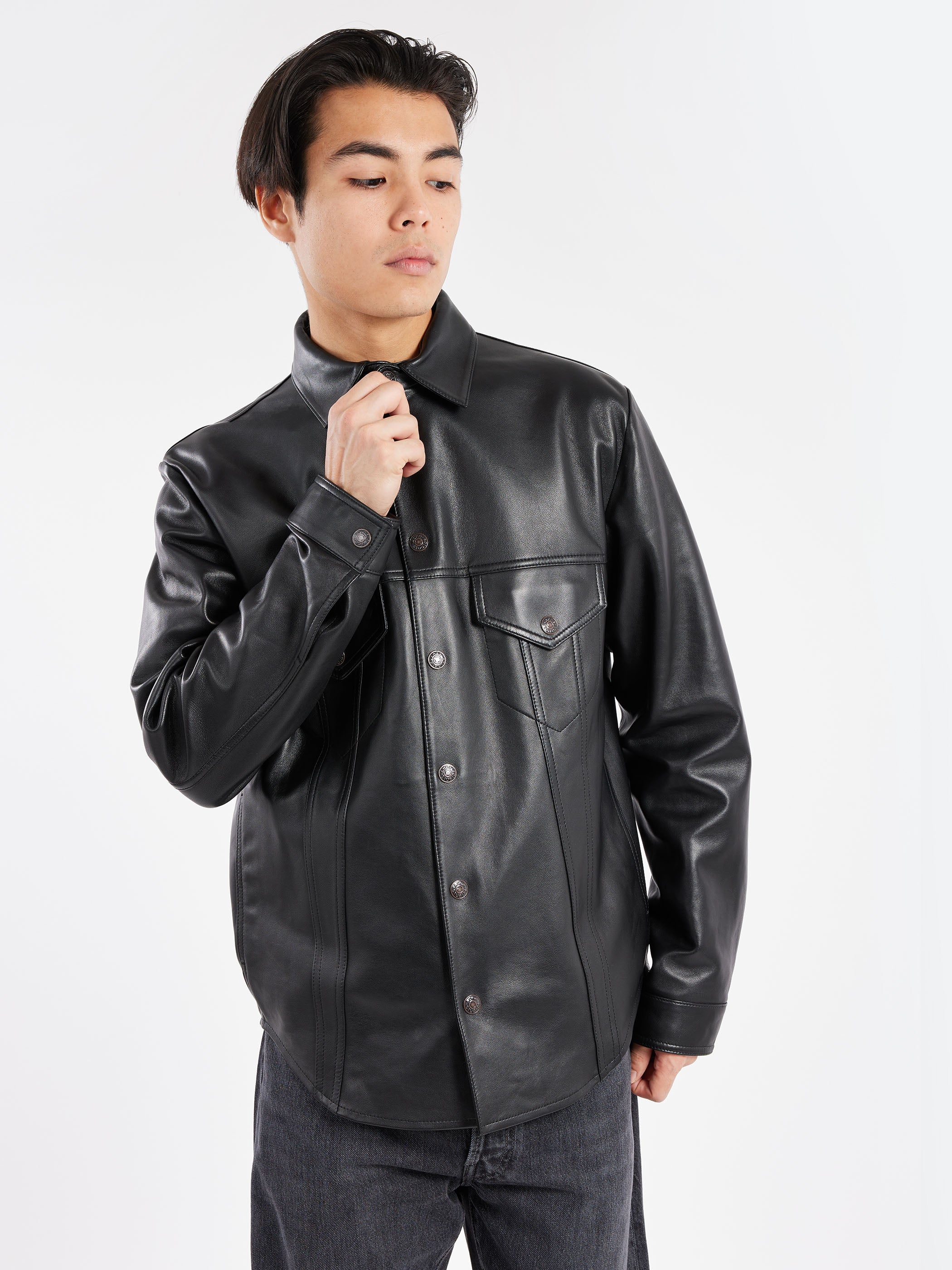 Long Sleeved Leather Jacket